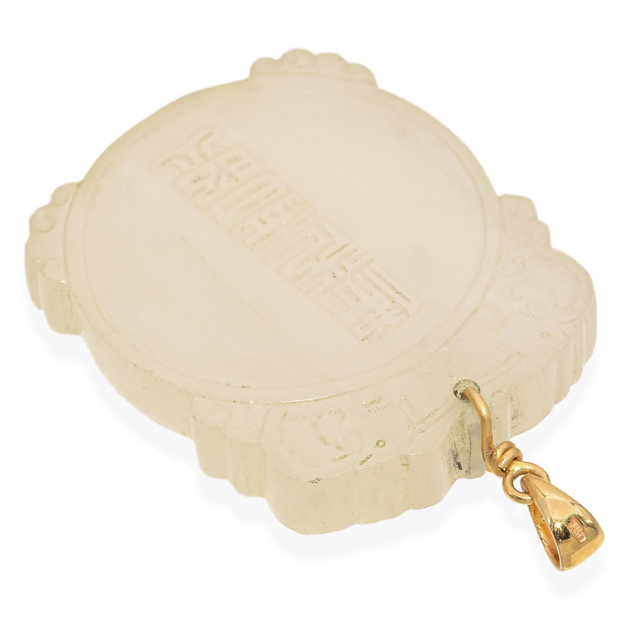 Pendentif réversible de Bouddha Mutton sculpté en or jaune Bon état - En vente à New York, NY