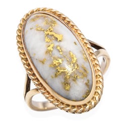 Vintage Yellow Gold Native Gold in Quartz Ring