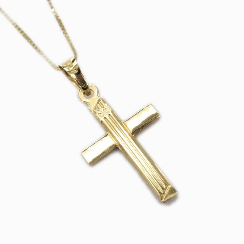 Vintage Yellow Gold Necklace, Cross design. For Sale 2