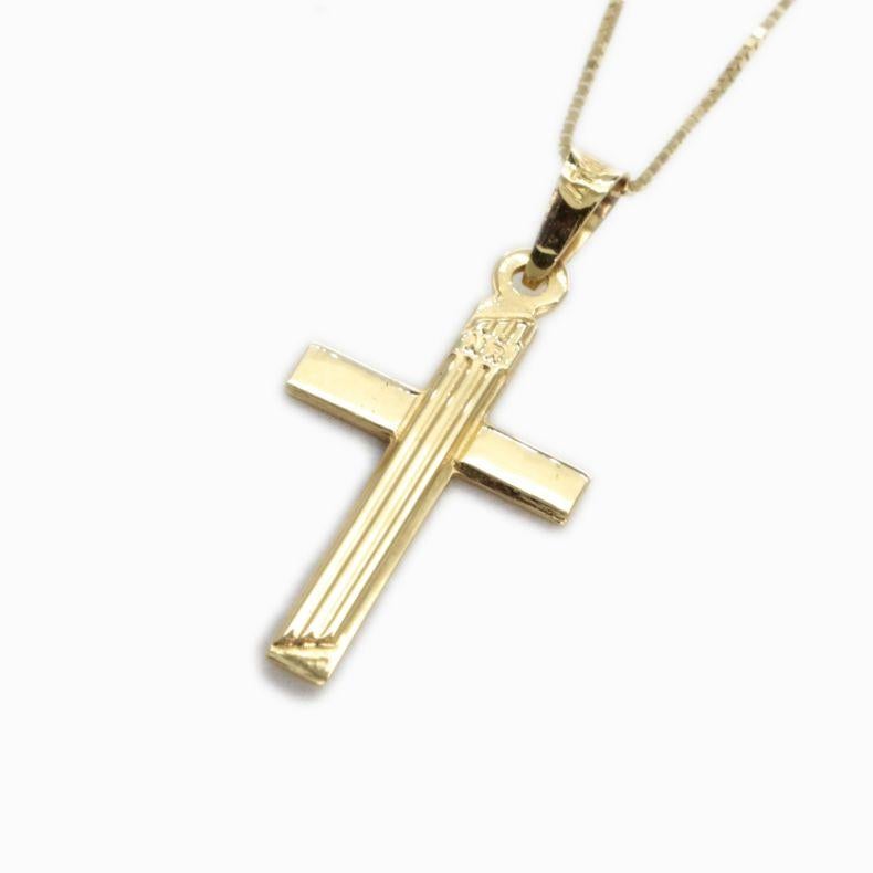 Vintage Yellow Gold Necklace, Cross design. For Sale 4