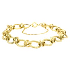 Bracciale d'epoca in oro giallo aperto ovale con pelle di serpente e stazione a spirale A Link