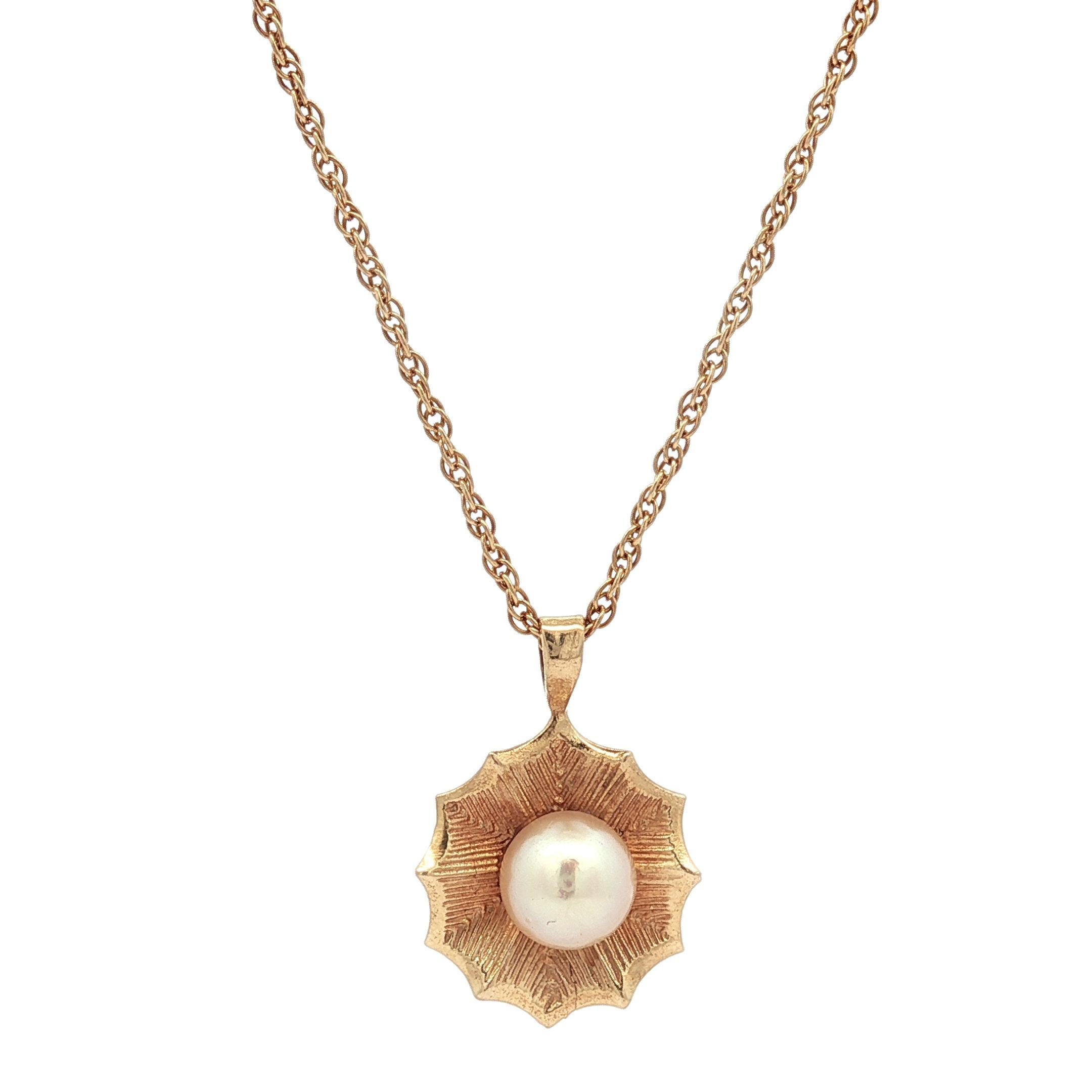 Perle Vintage or jaune perle gravée à la main pendentif coquillage 18