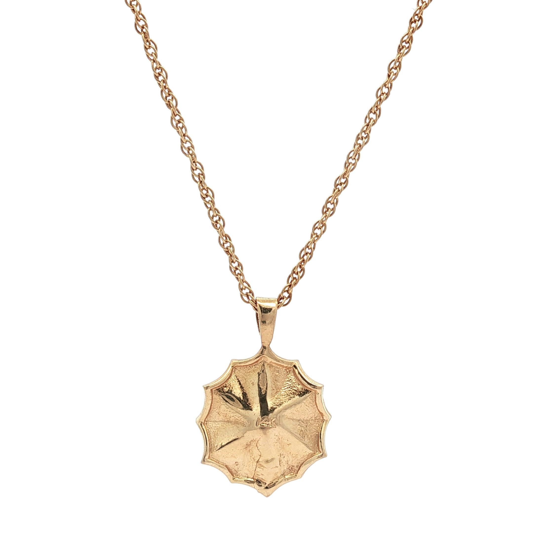 Vintage or jaune perle gravée à la main pendentif coquillage 18