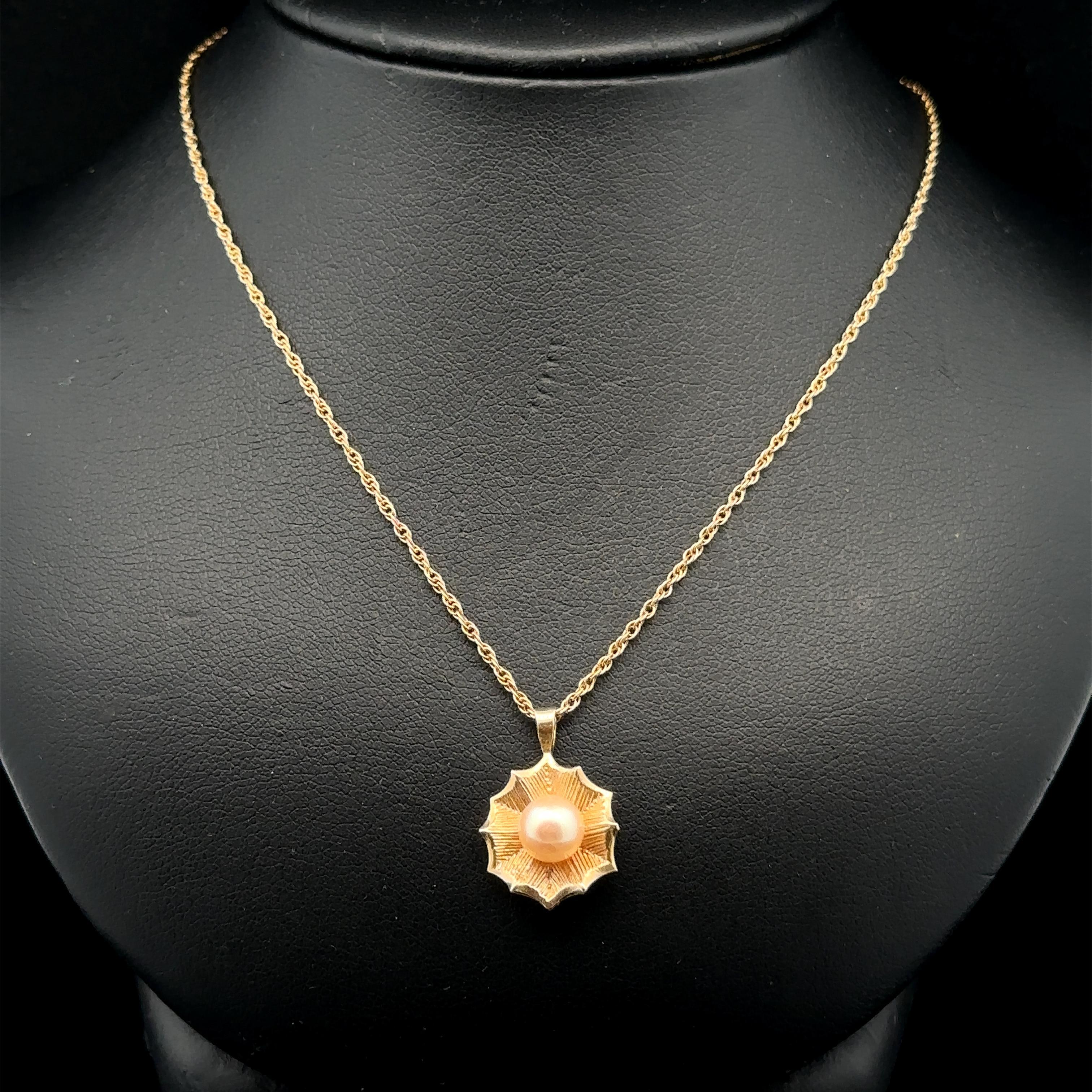 Vintage or jaune perle gravée à la main pendentif coquillage 18