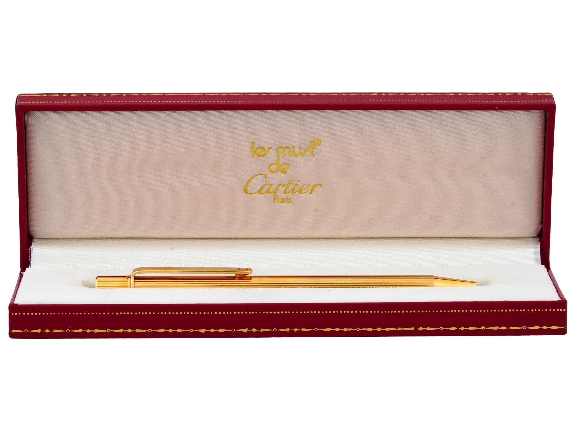 Contemporary Vintage Yellow Gold-Plated Must de Cartier Ball Pen Cartier Serial 592371