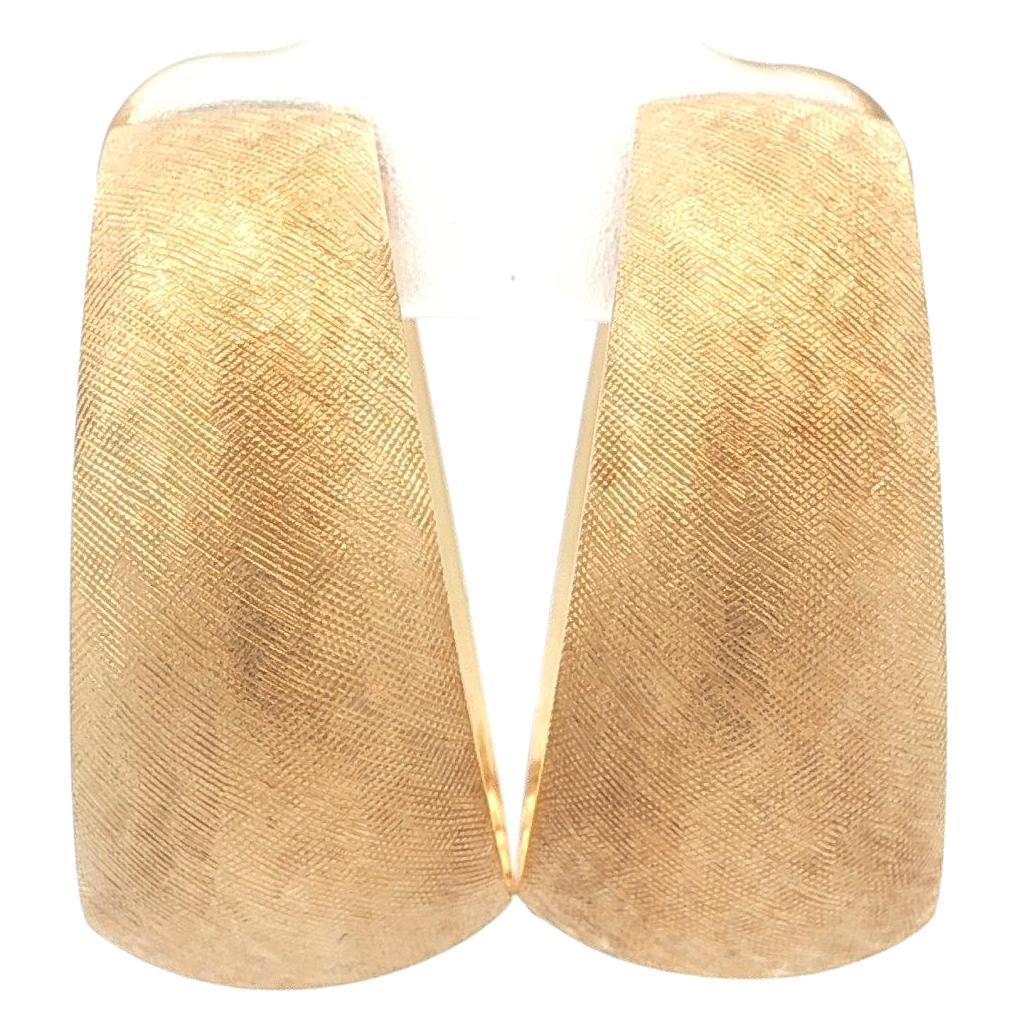 Pendientes de clip en forma de aro acampanado pulido Florentino Reversible de Oro Amarillo Vintage