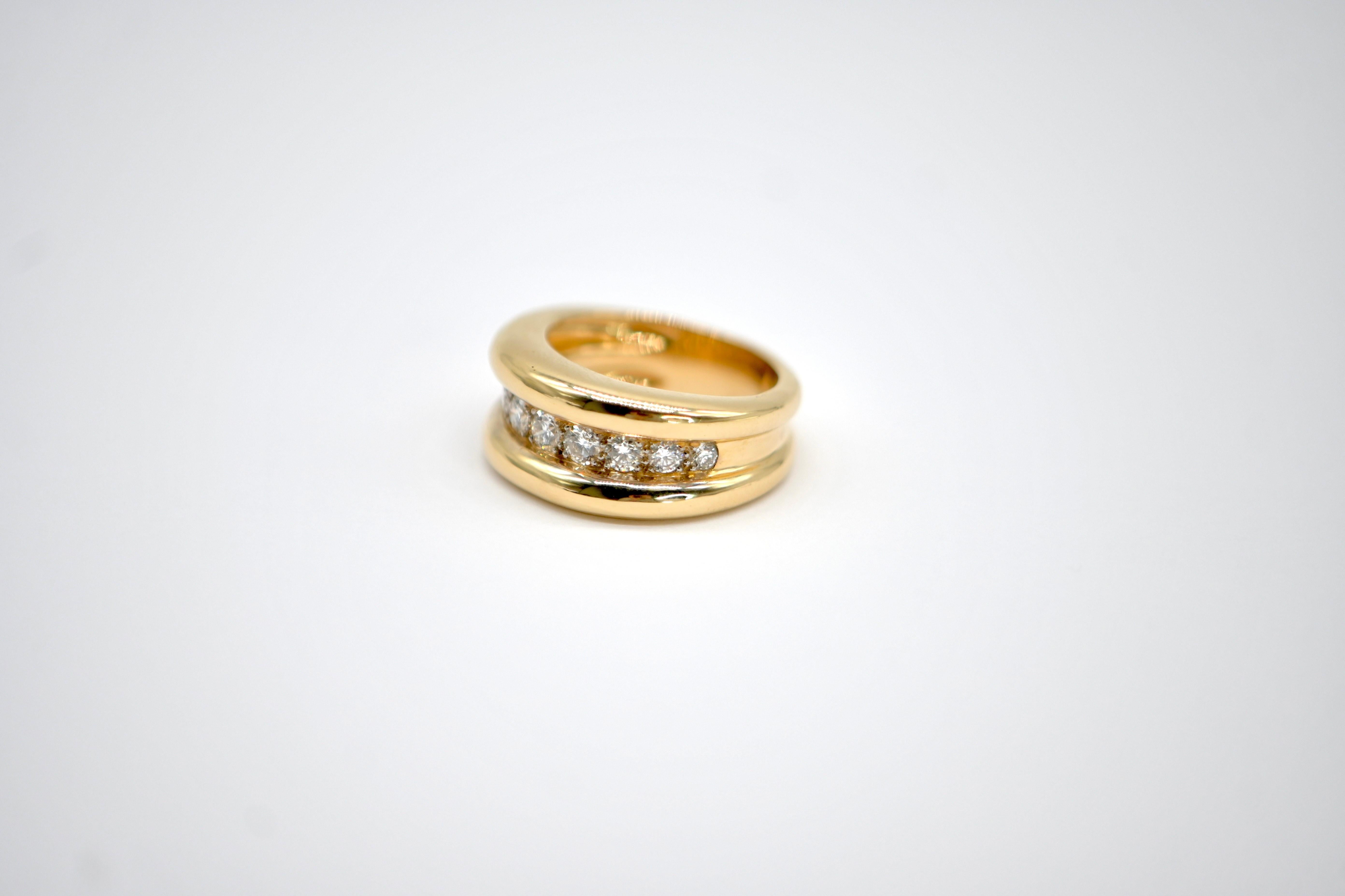Anillo vintage de oro amarillo engastado con diamantes en Nuevo estado para la venta en Vannes, FR