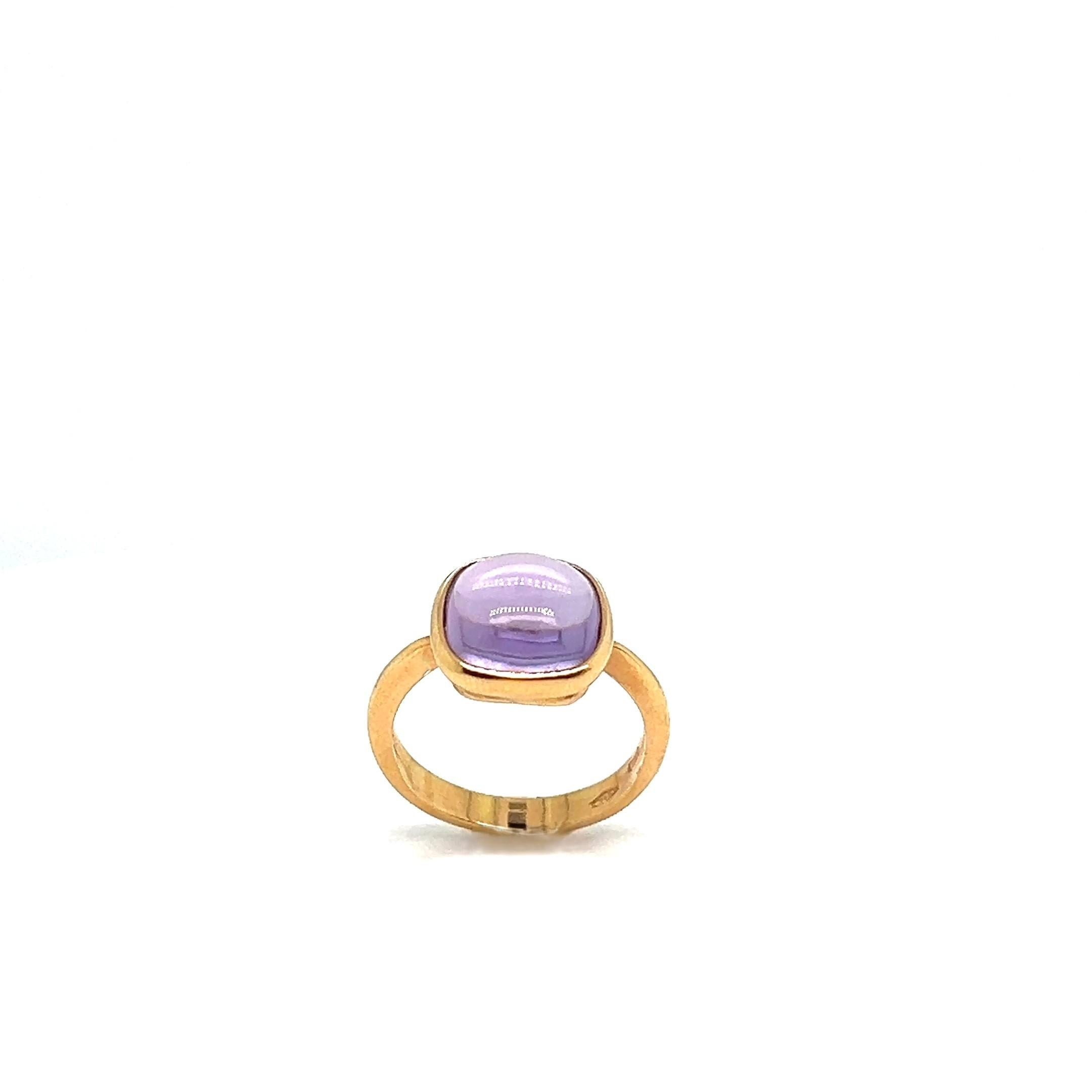 Art déco Bague vintage en or jaune avec cabochon d'améthyste en vente