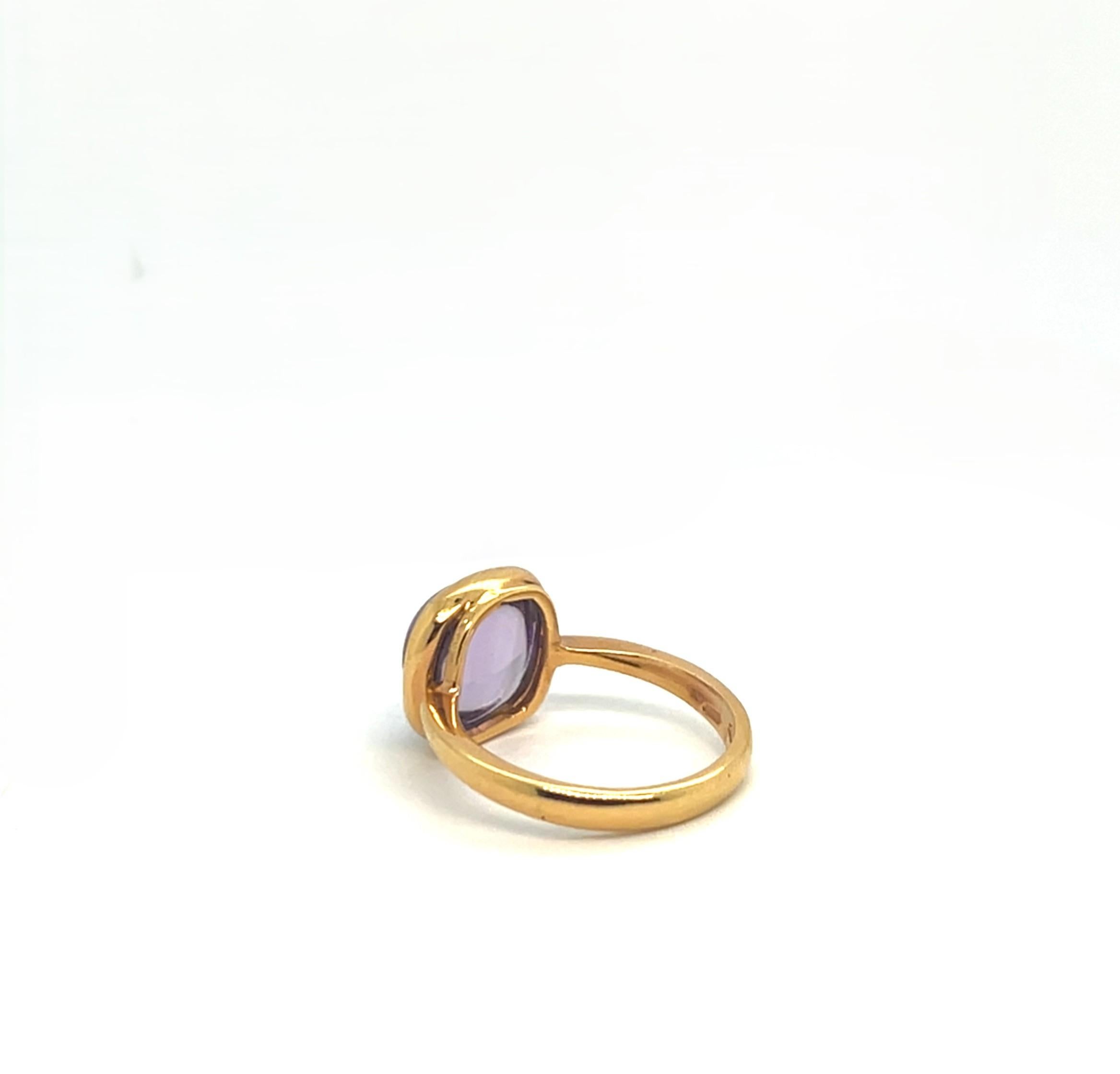 Bague vintage en or jaune avec cabochon d'améthyste Neuf - En vente à Vannes, FR