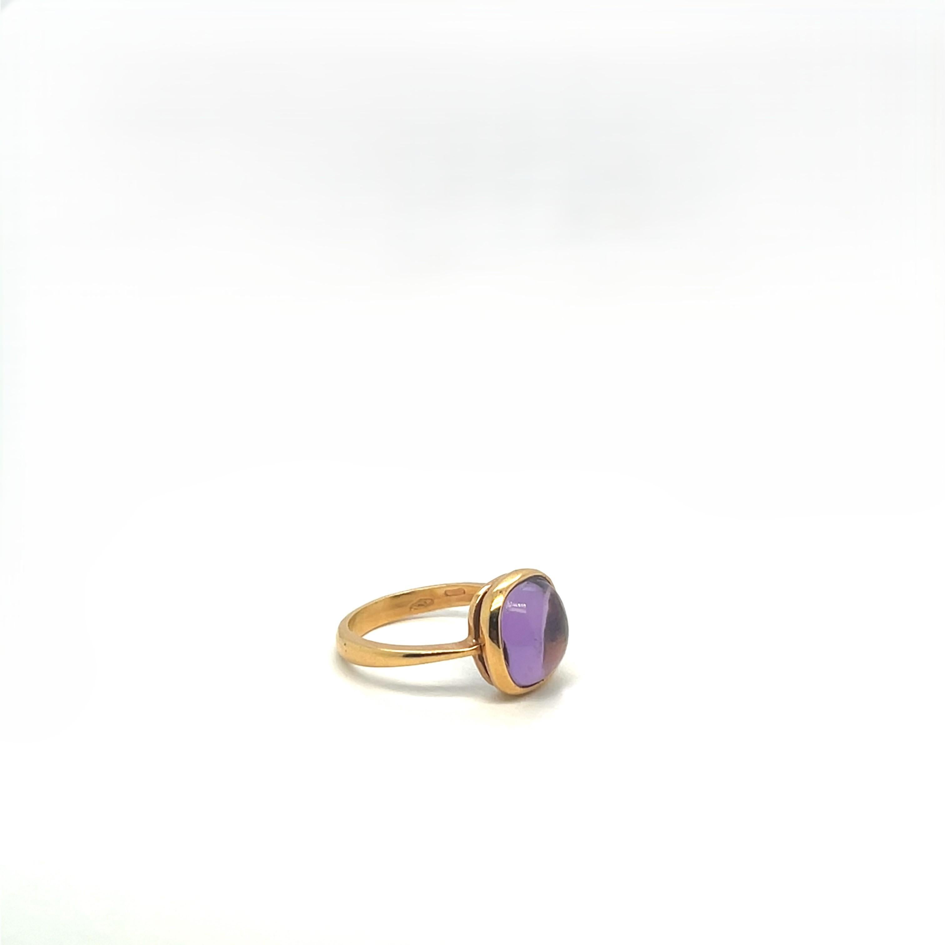 Bague vintage en or jaune avec cabochon d'améthyste Pour femmes en vente