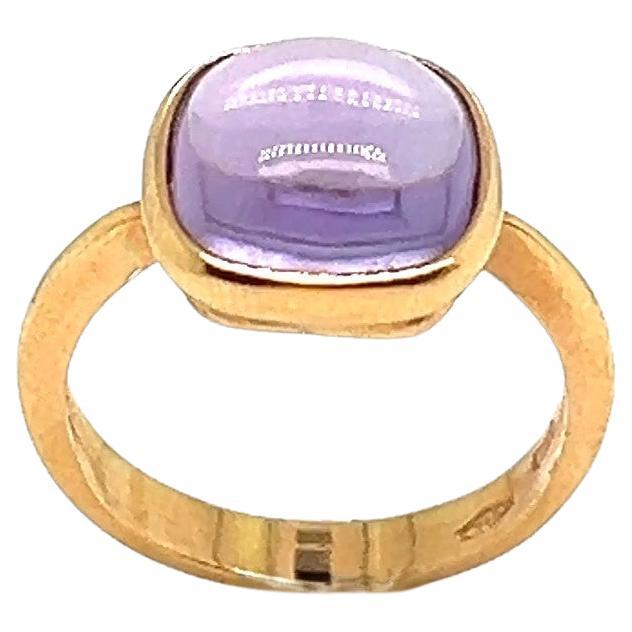 Bague vintage en or jaune avec cabochon d'améthyste en vente