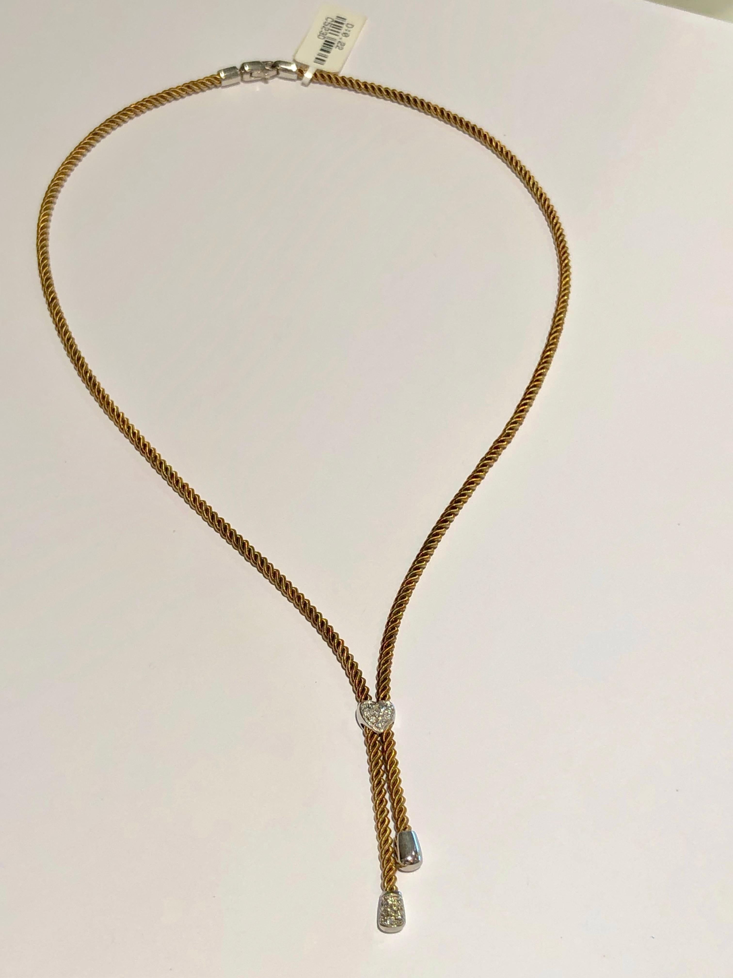Contemporary Vintage Yellow Gold Rope Chain Necklace with Diamond Accents