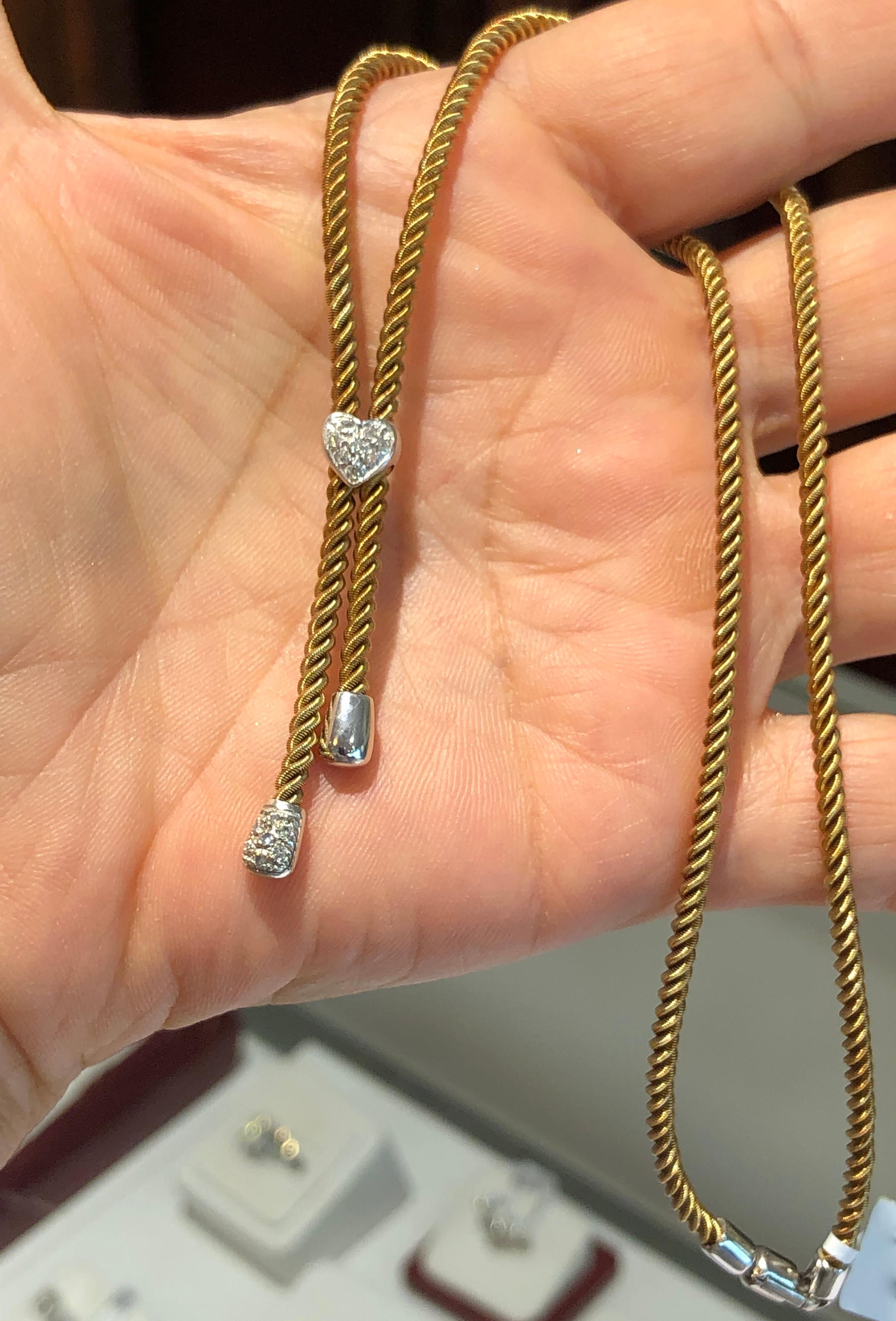 Round Cut Vintage Yellow Gold Rope Chain Necklace with Diamond Accents