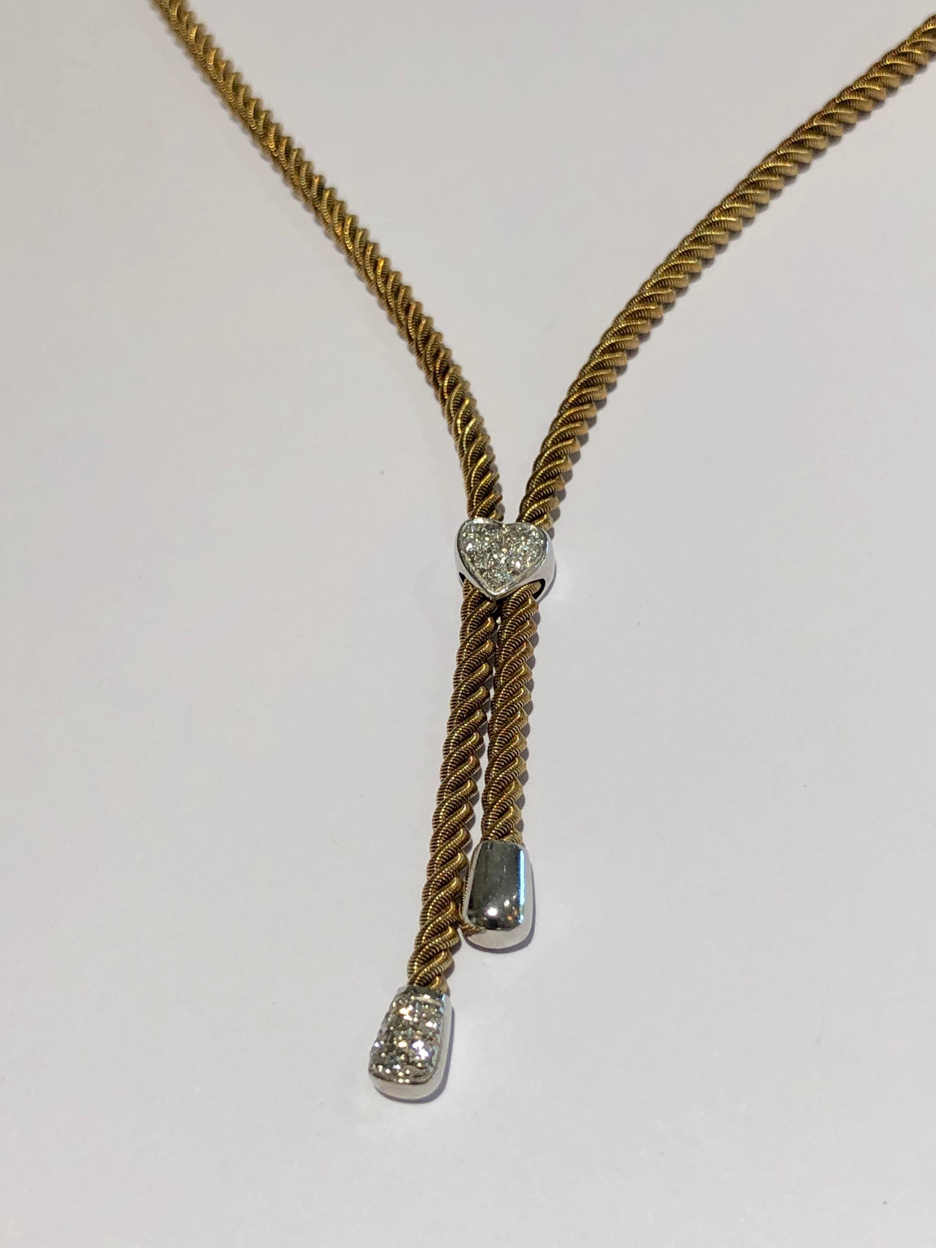 Women's Vintage Yellow Gold Rope Chain Necklace with Diamond Accents