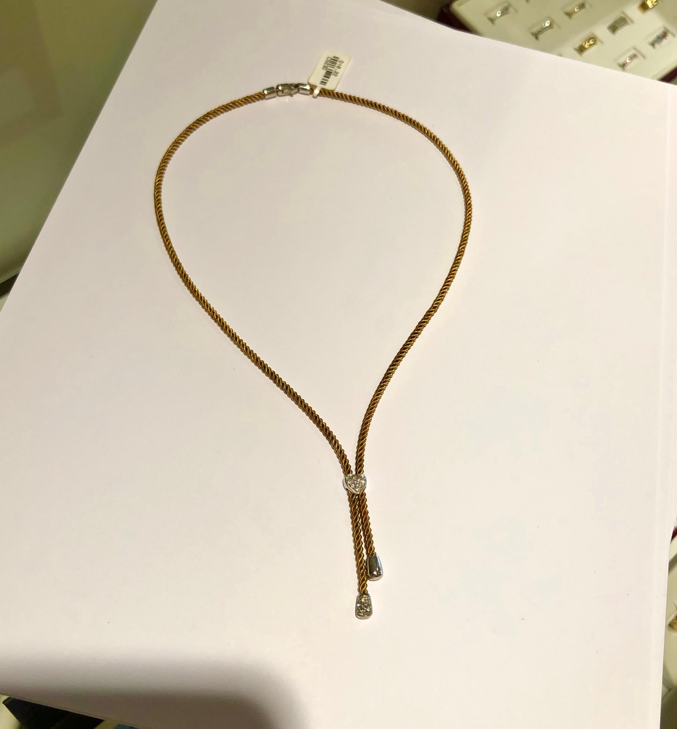 Vintage Yellow Gold Rope Chain Necklace with Diamond Accents 1