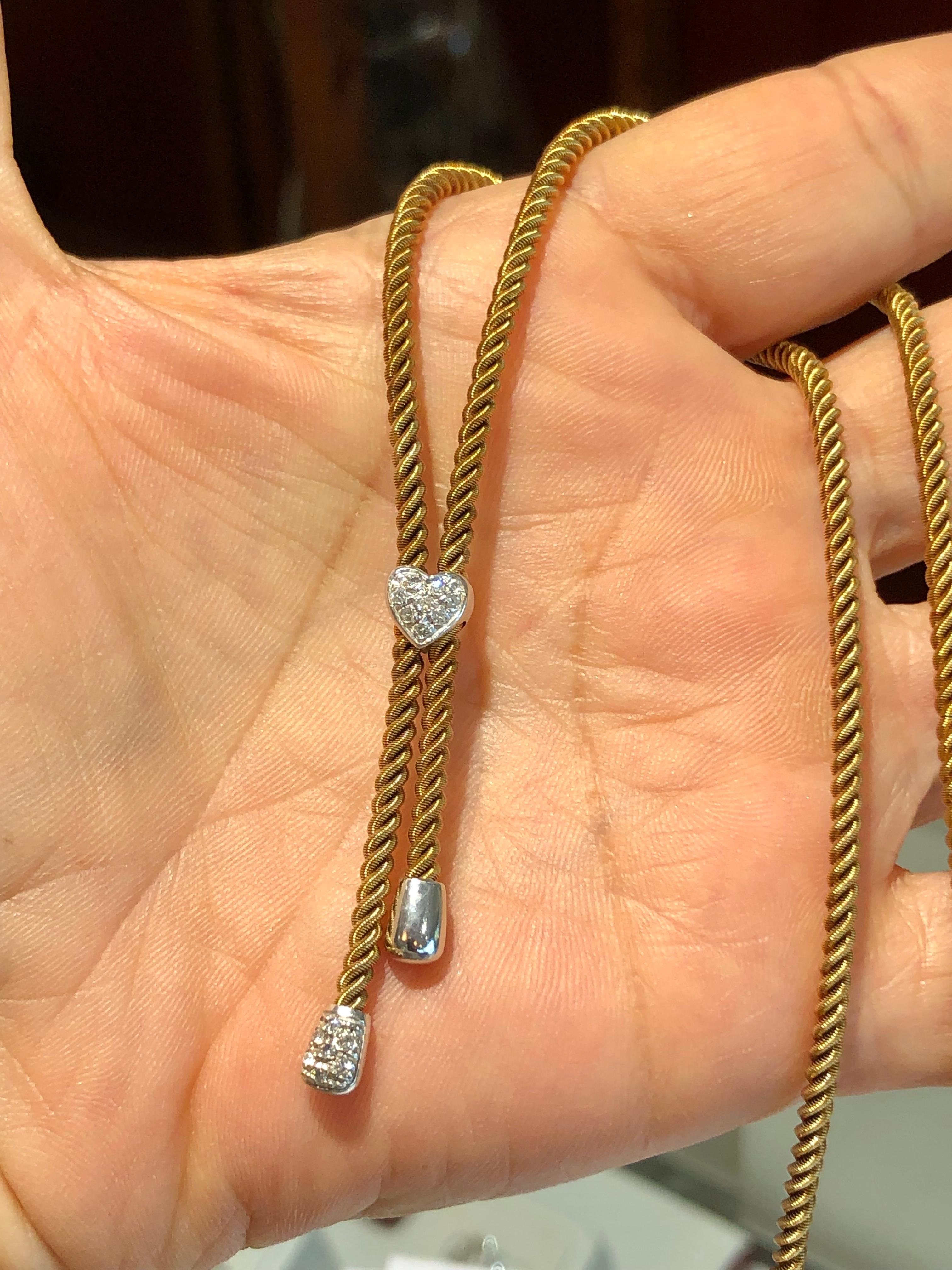 Vintage Yellow Gold Rope Chain Necklace with Diamond Accents 2