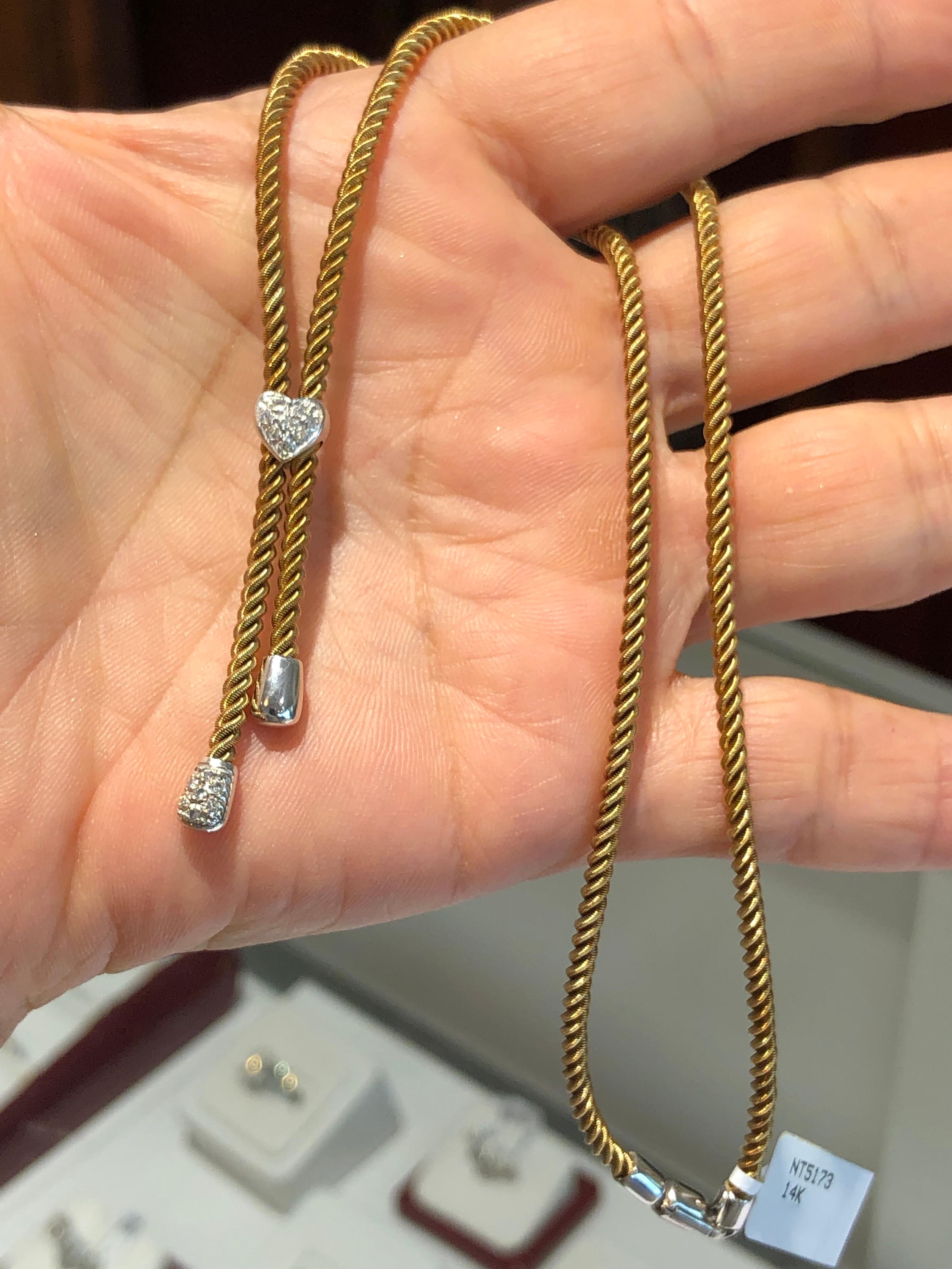 Vintage Yellow Gold Rope Chain Necklace with Diamond Accents 3