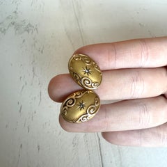 Gemelos vintage de oro amarillo con diamantes talla rosa