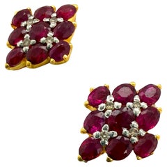 Vintage Gelbgold Rubin & Diamant-Ohrringe