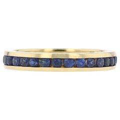 Vieille bague de mariage en or jaune, saphir et anneau d'éternité