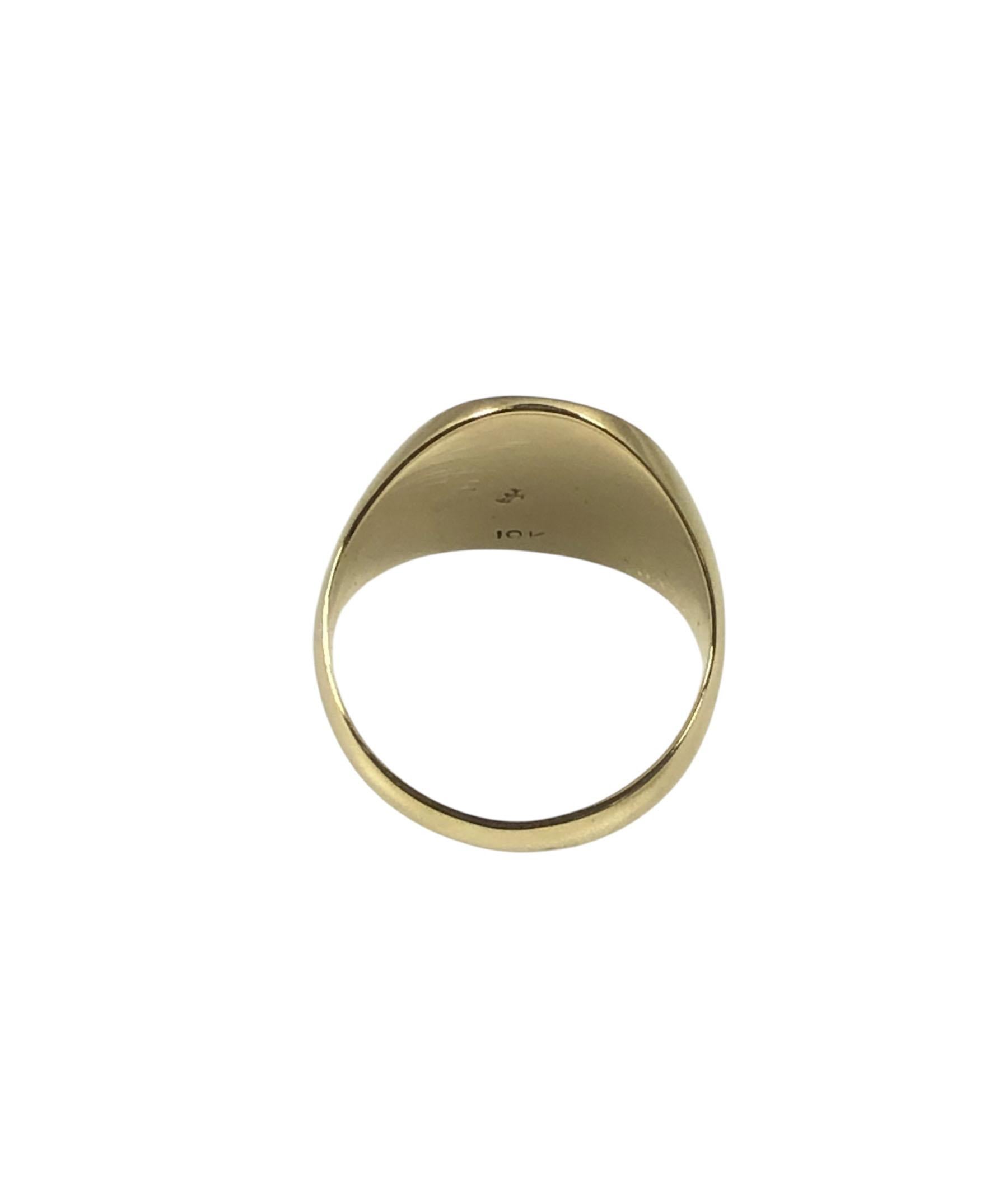 Circa 1920 - 1930  10k Yellow Gold Signet Ring, the top measures 5/8 inch x 1/2 inch and weighs 6.1 Grams, finger size 6. 