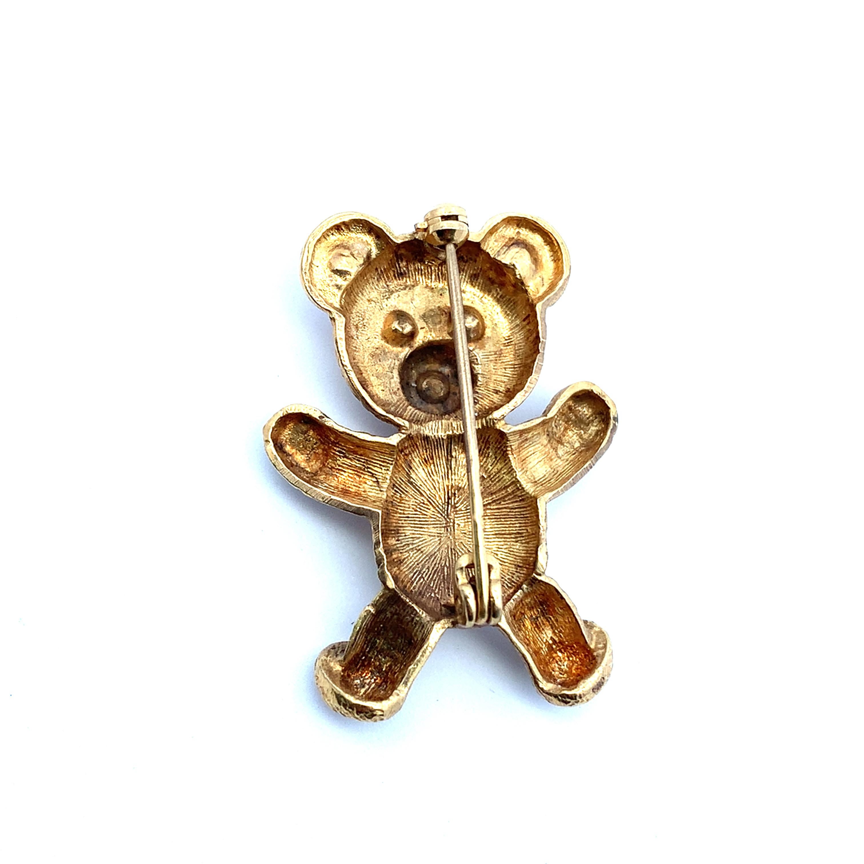 Vintage Gelbgold Teddybär Brosche im Zustand „Neu“ im Angebot in London, GB