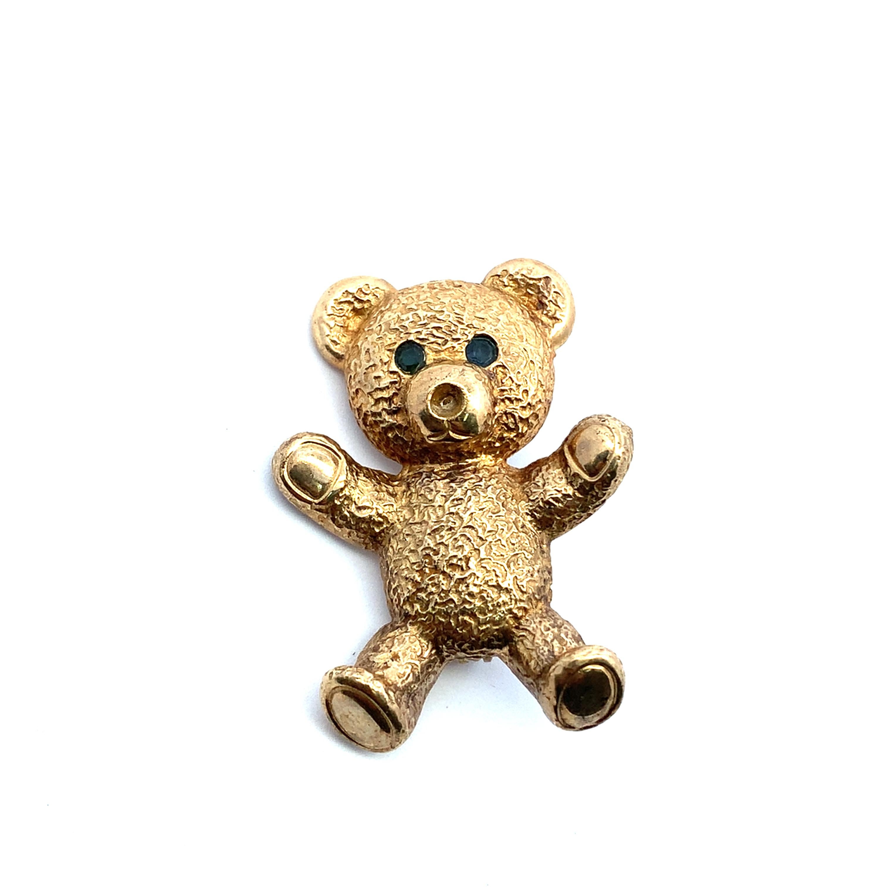 Vintage Gelbgold Teddybär Brosche für Damen oder Herren im Angebot