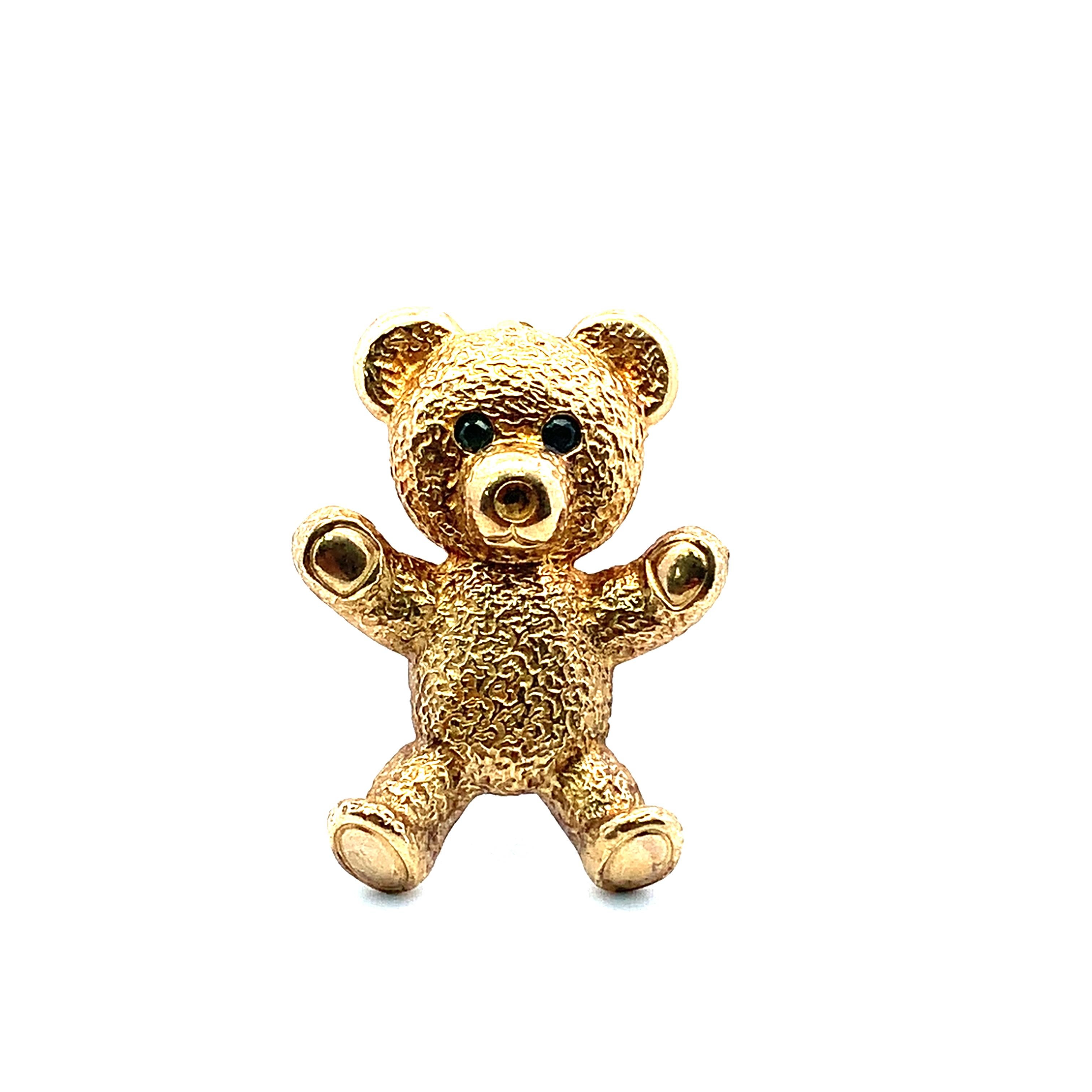 Vintage Gelbgold Teddybär Brosche im Angebot 2