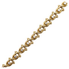 Vintage yellow gold Tennis bracelet - Horse shoe - 12.5 gr - 0.62 ct diamonds