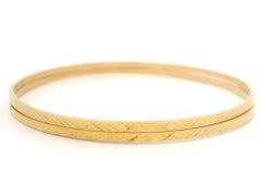 Vintage Yellow Gold Textured Baby Little Girl Slip On Pair of Bangle Bracelets