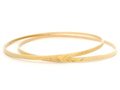 Vintage Yellow Gold Textured Baby Little Girl Slip On Pair of Bangle Bracelets