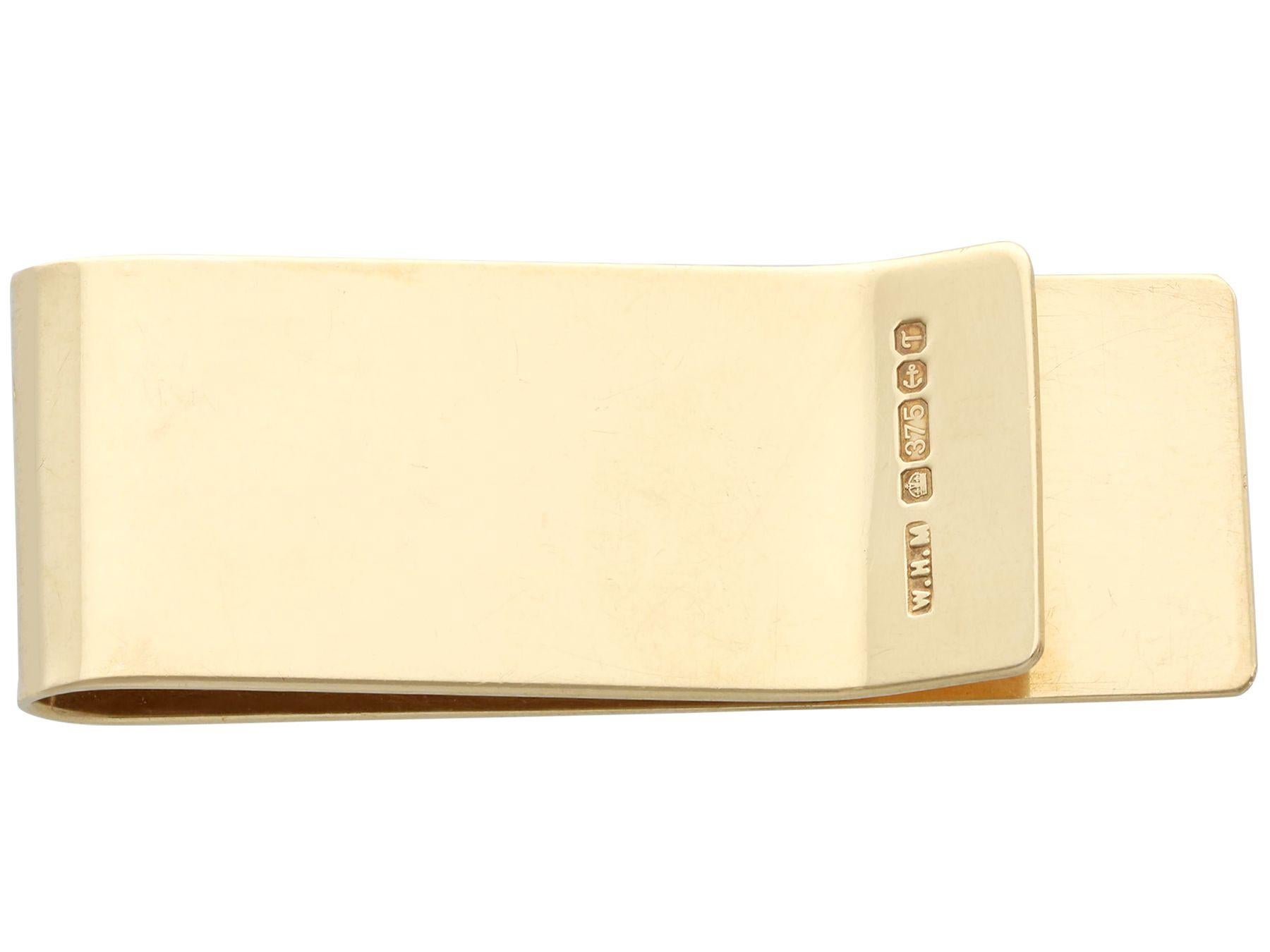 Clip de cravate vintage des années 1990 en or jaune en vente 2