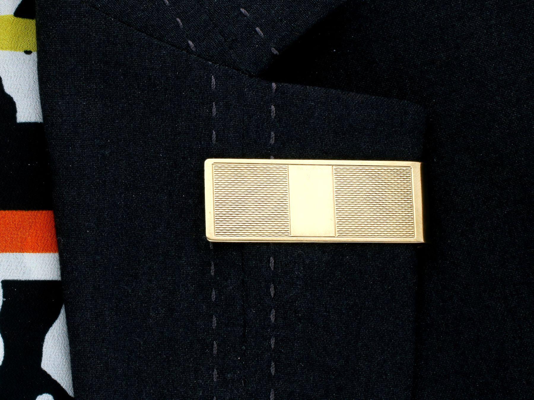 Vintage 1990s Yellow Gold Tie Clip For Sale 4
