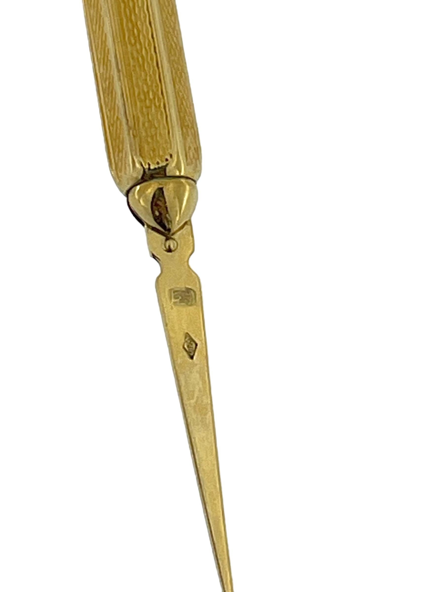 Artisan Vintage Yellow Gold Toothpick Pendant For Sale