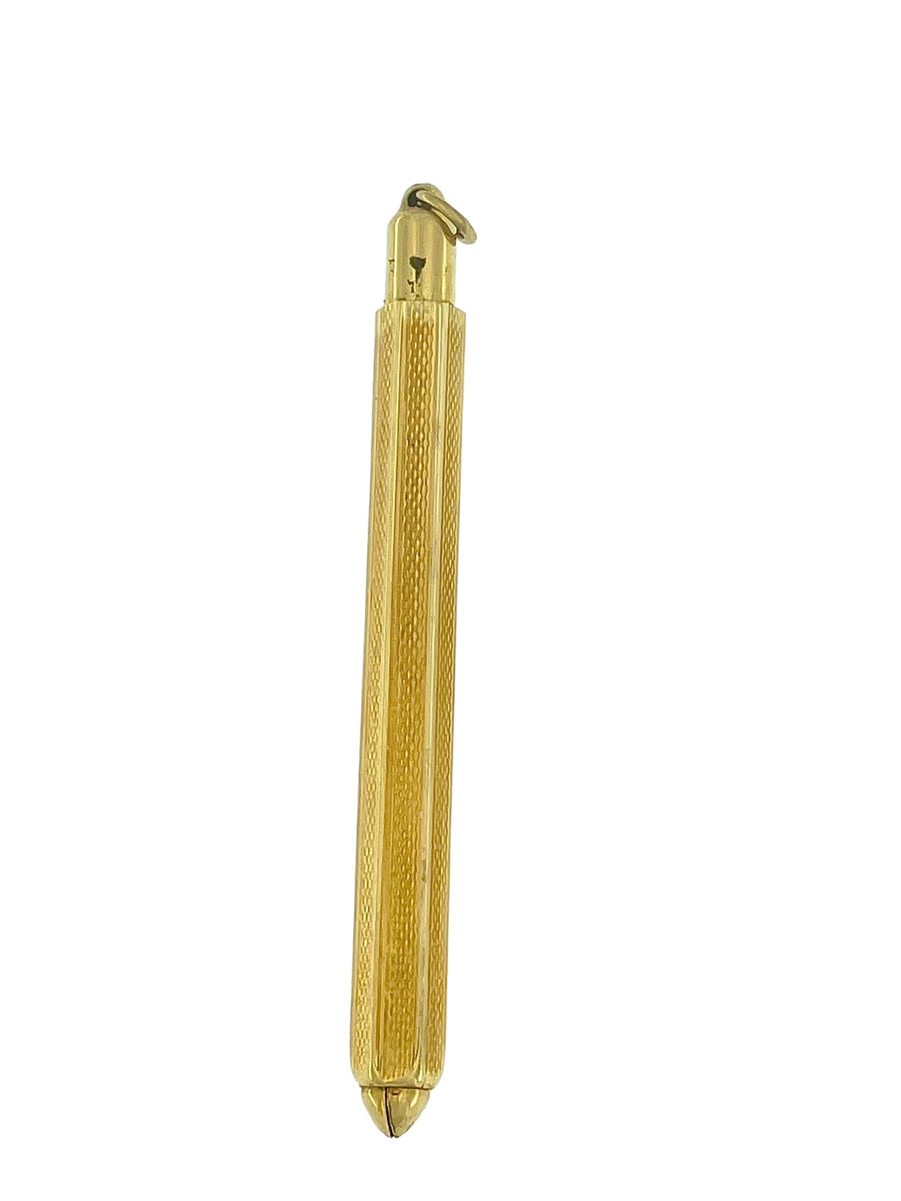 Vintage Yellow Gold Toothpick Pendant For Sale 1