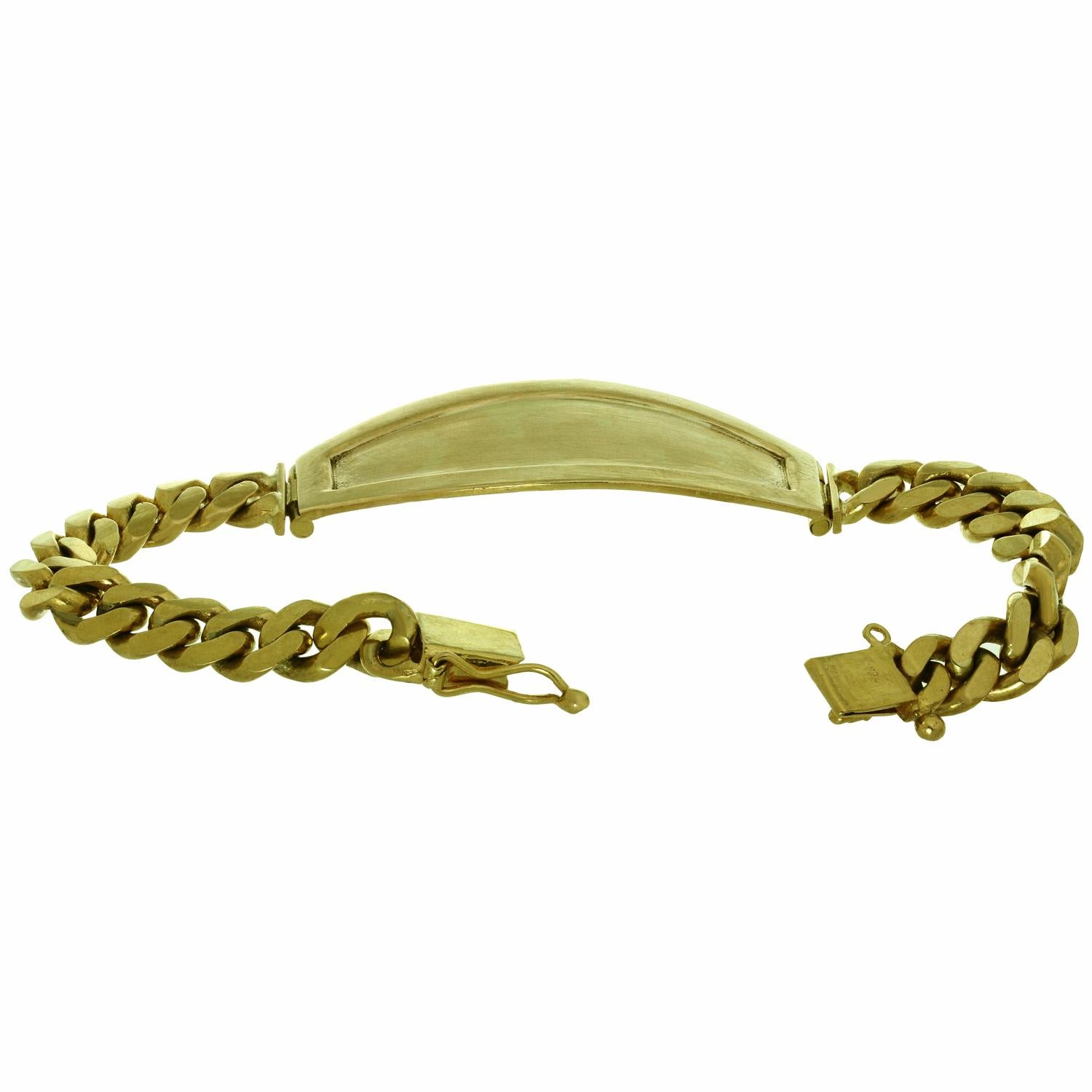 Bracelet d'identification unisexe vintage en or jaune 18 carats Bon état - En vente à New York, NY
