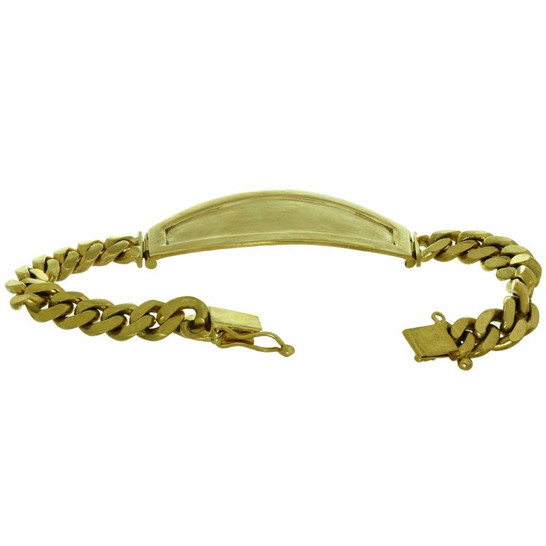 Vintage 18k Yellow Gold Unisex ID Bracelet For Sale at 1stDibs