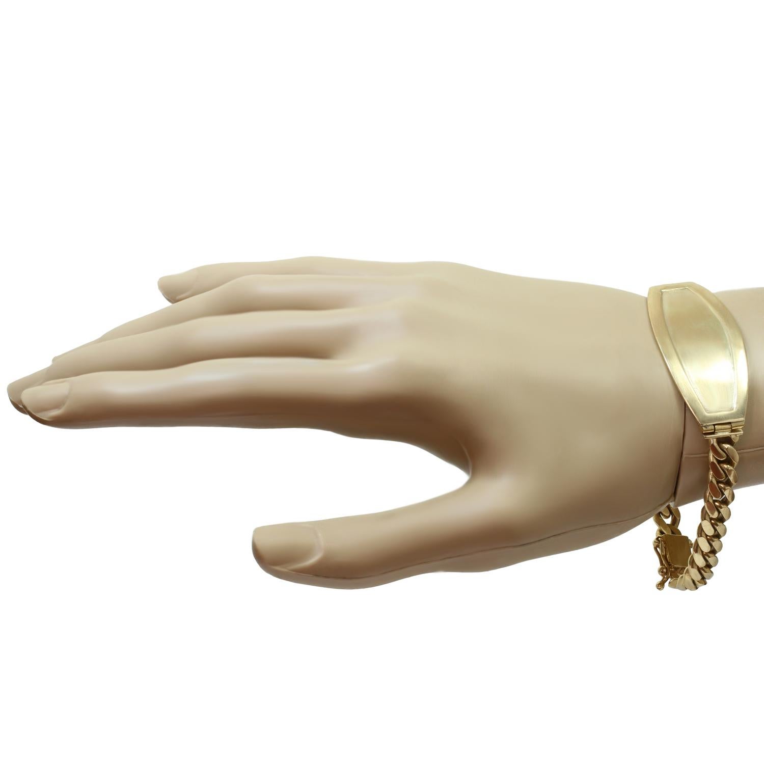 Bracelet d'identification unisexe vintage en or jaune 18 carats Unisexe en vente
