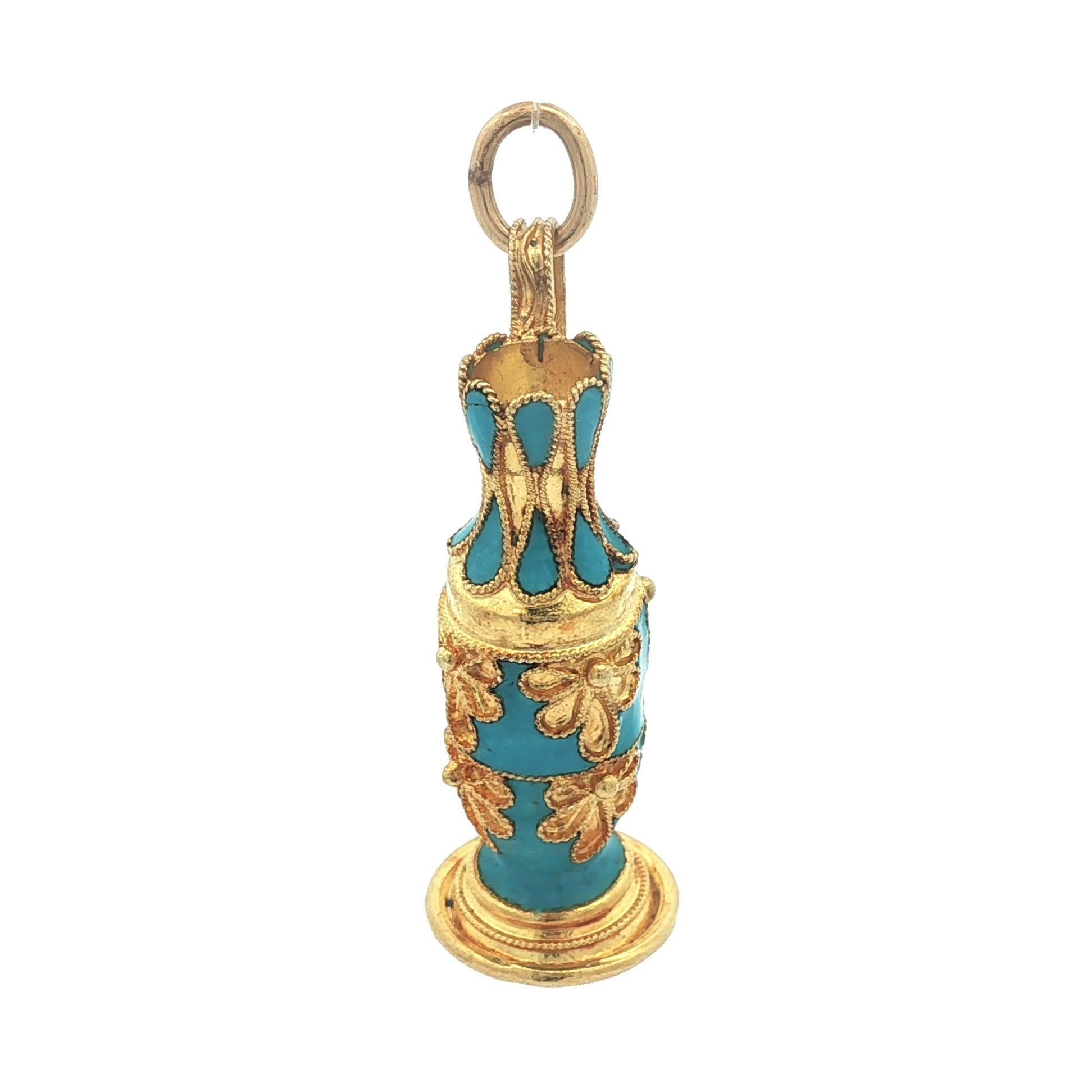 Material: 18K Solid Yellow Gold with Blue Enamel Work
Weight: 3.30 Grams
Overall Height : 29.6mm (1.1
