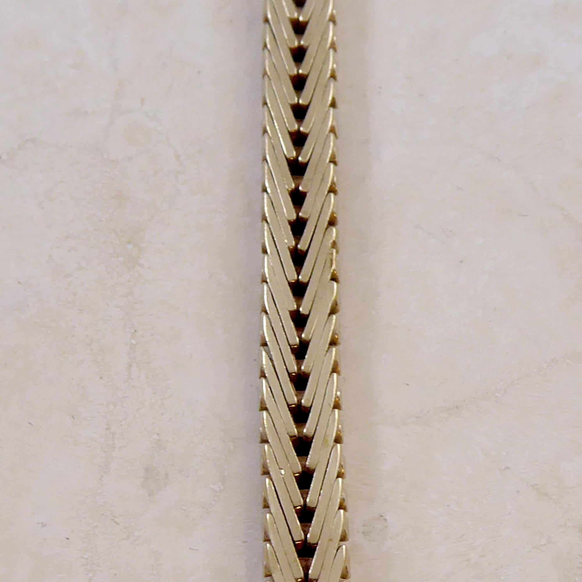 Vintage Yellow Gold, White Gold and Rose Gold Brick Link Necklace, 1979 1
