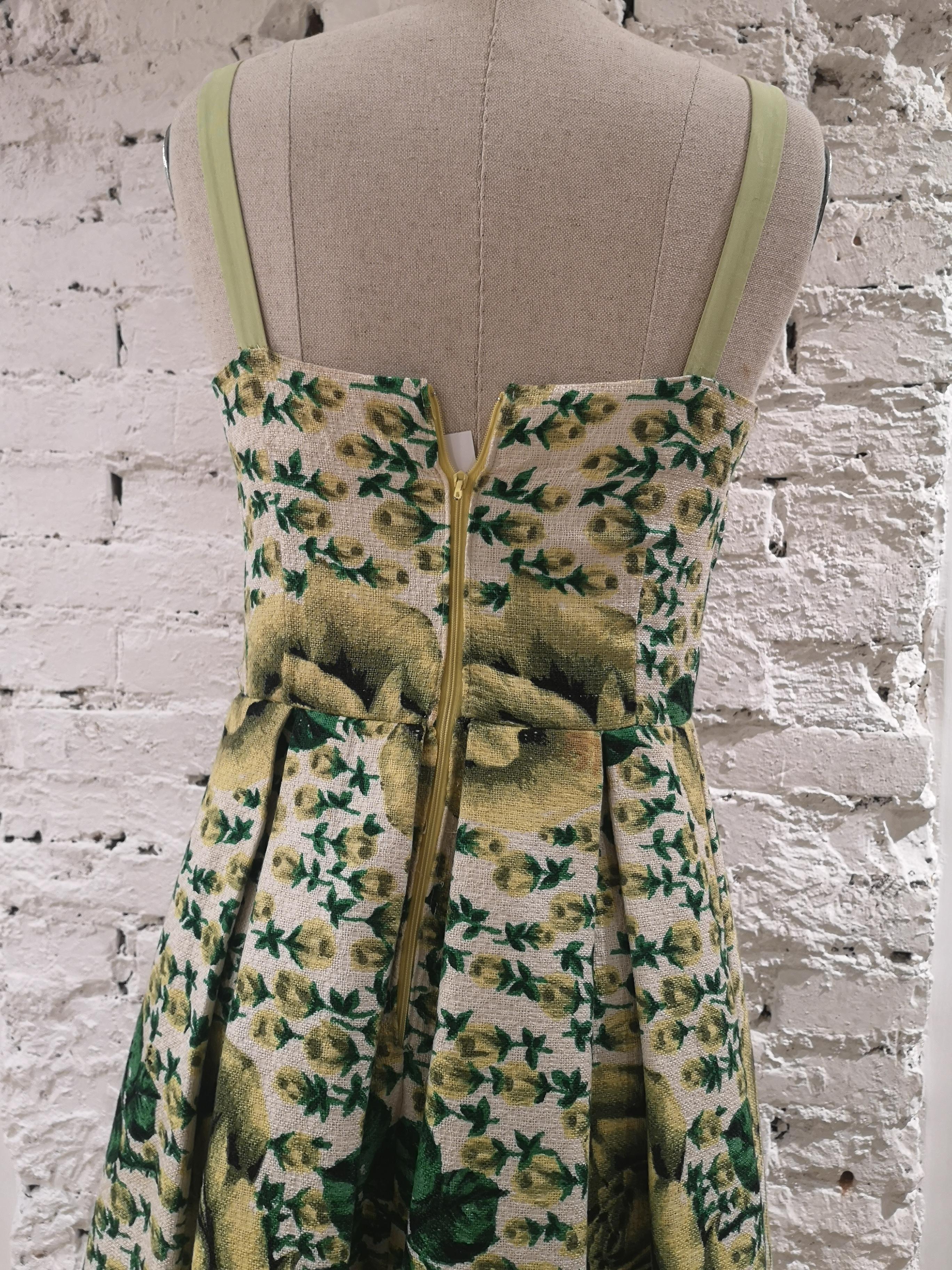 Vintage yellow green cotton dress For Sale 3