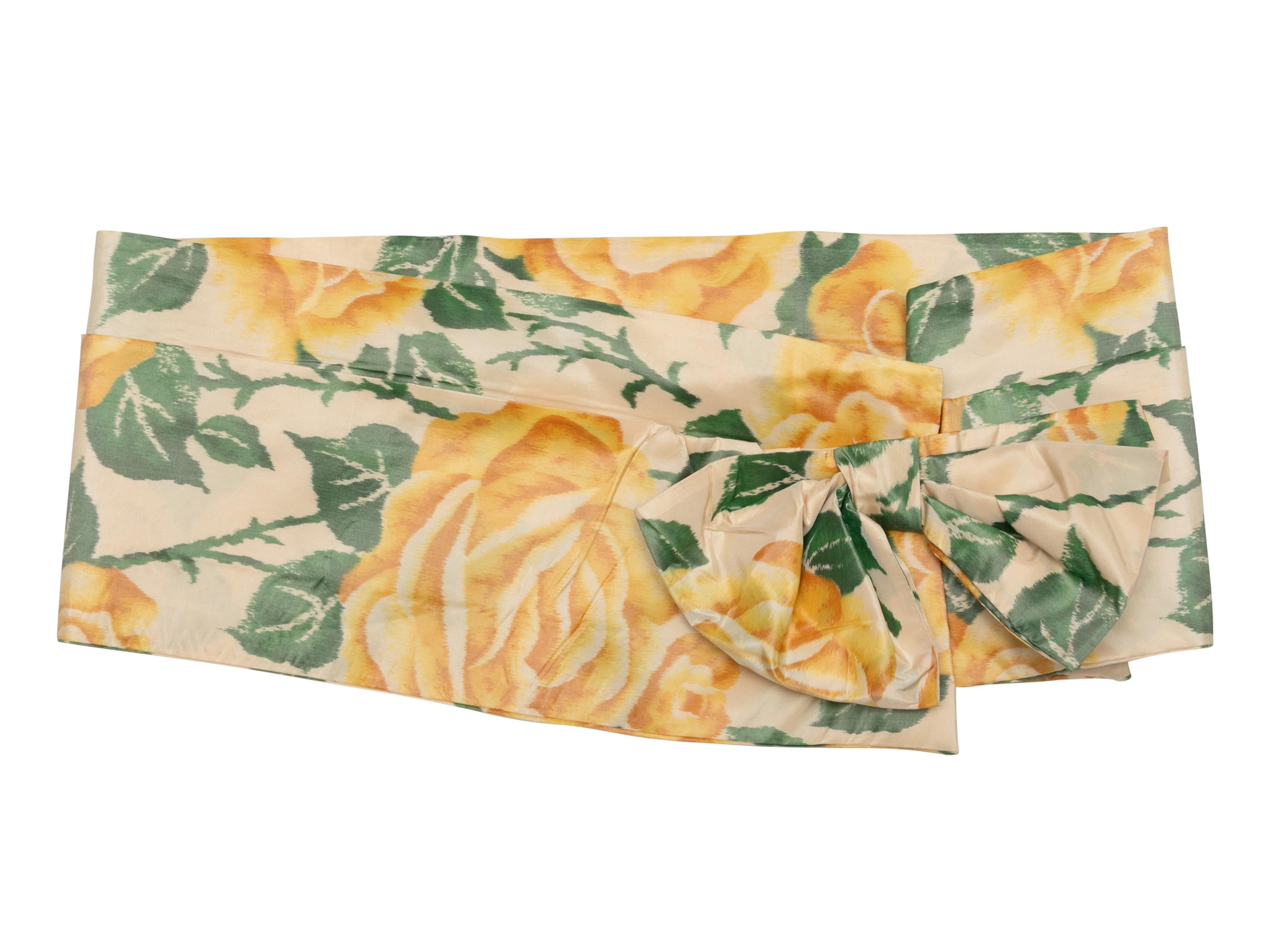 Vestido de noche sin tirantes de tafetán con estampado de rosas vintage amarillo y verde de Madame St. en Bueno Estado en New York, NY