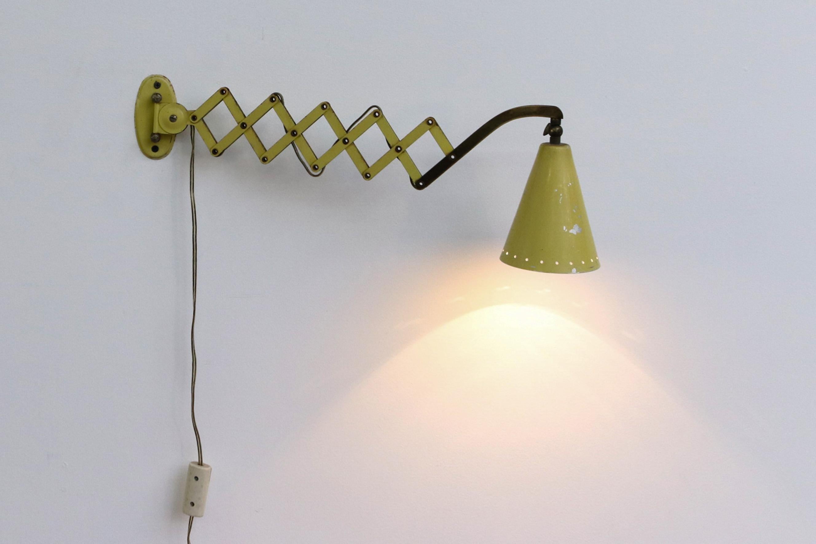 Metal Vintage Yellow Hala Zeist Wall Mount Scissor Lamp