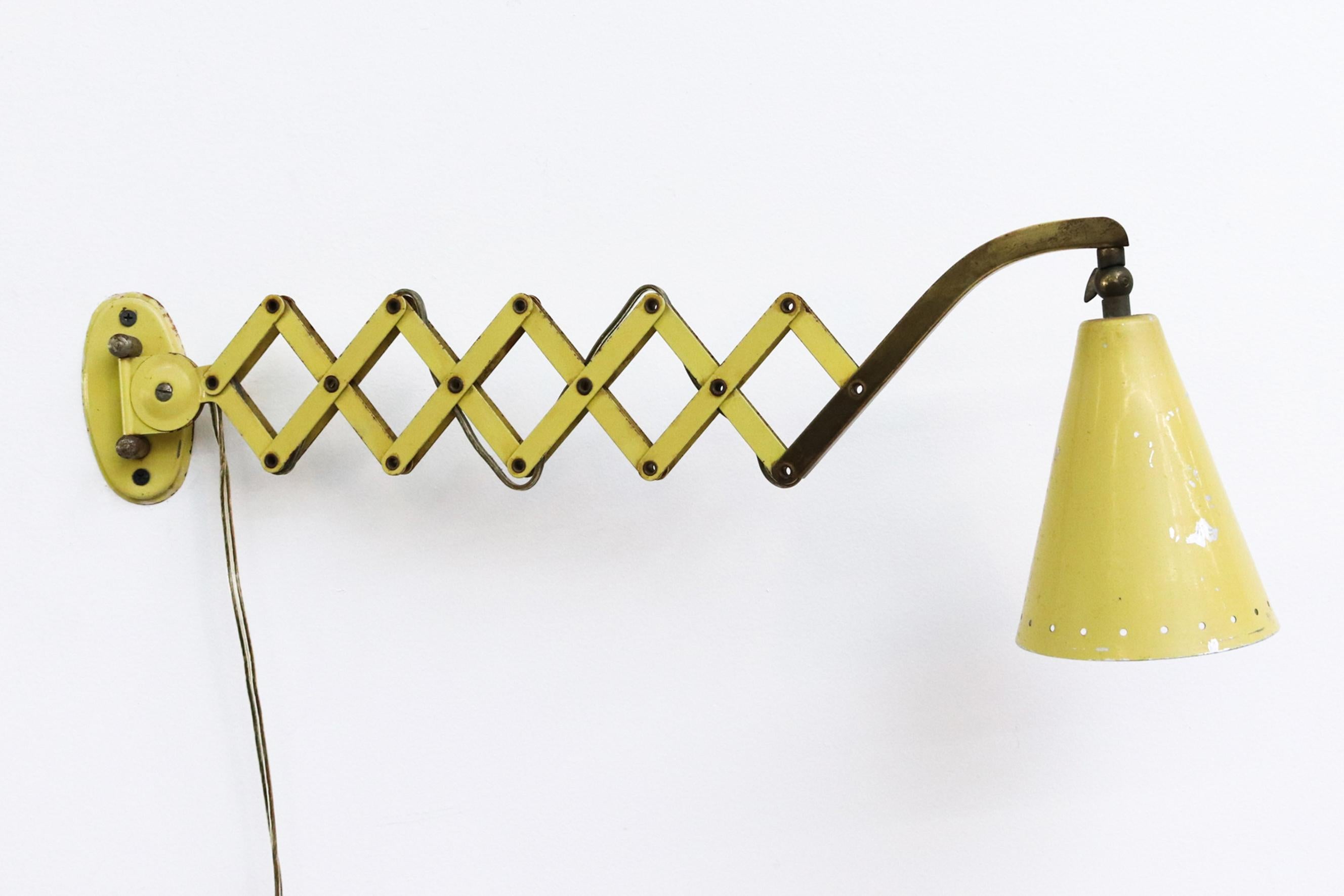 Vintage Yellow Hala Zeist Wall Mount Scissor Lamp 1