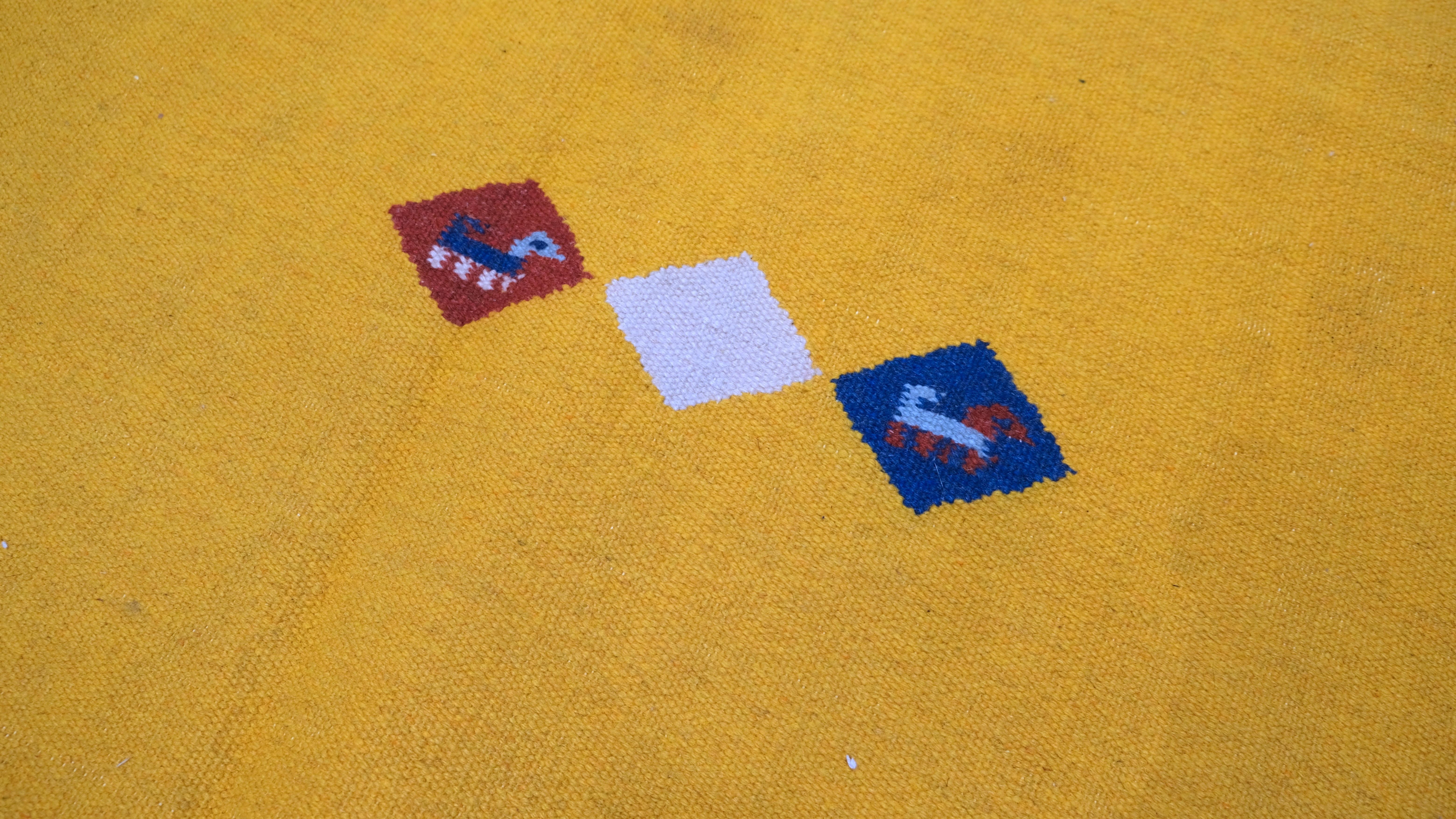 Vintage Yellow Hand-Woven Kilim 5'6''x7'7'' Circa 1960 For Sale 4