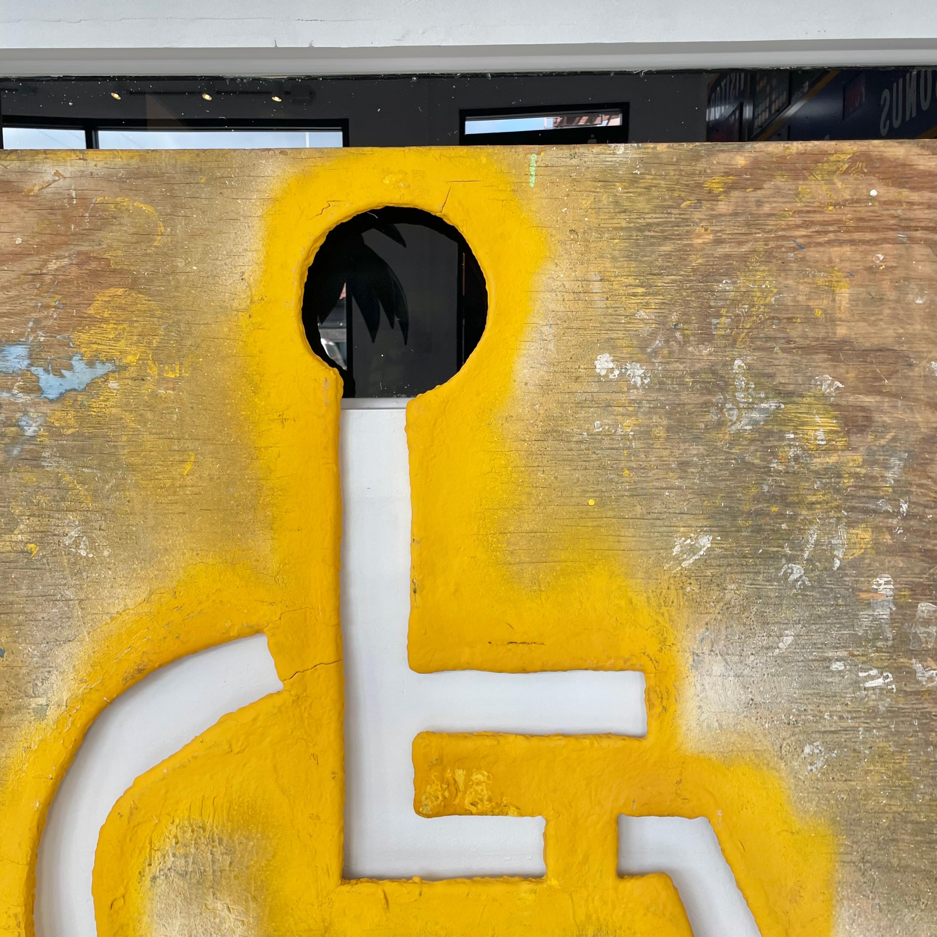 Late 20th Century Vintage Yellow Handicap Stencil For Sale