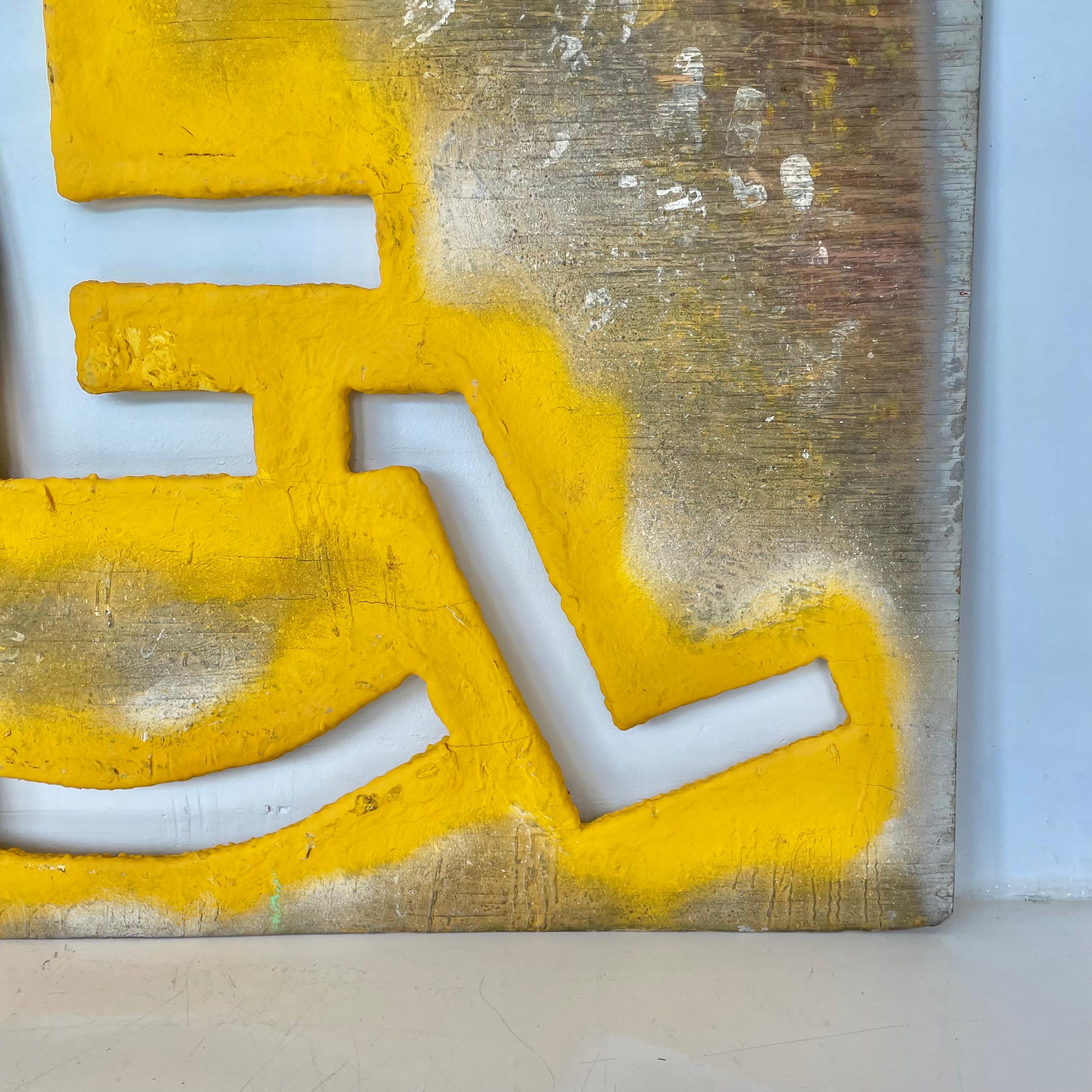 Wood Vintage Yellow Handicap Stencil For Sale