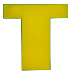 Vintage Yellow Illuminated Letter T , 1970s