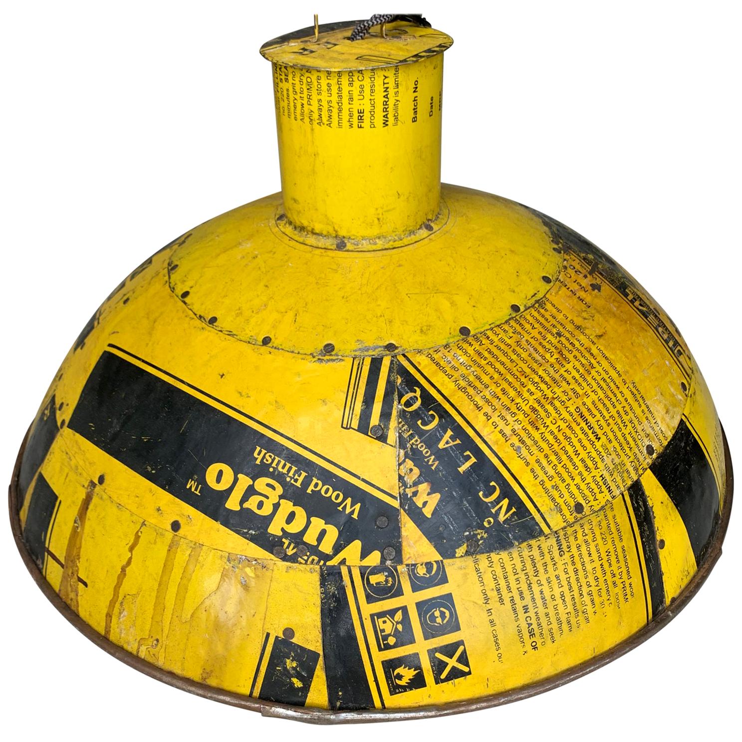 Vintage Yellow Industrial Aluminium Pendant Light For Sale