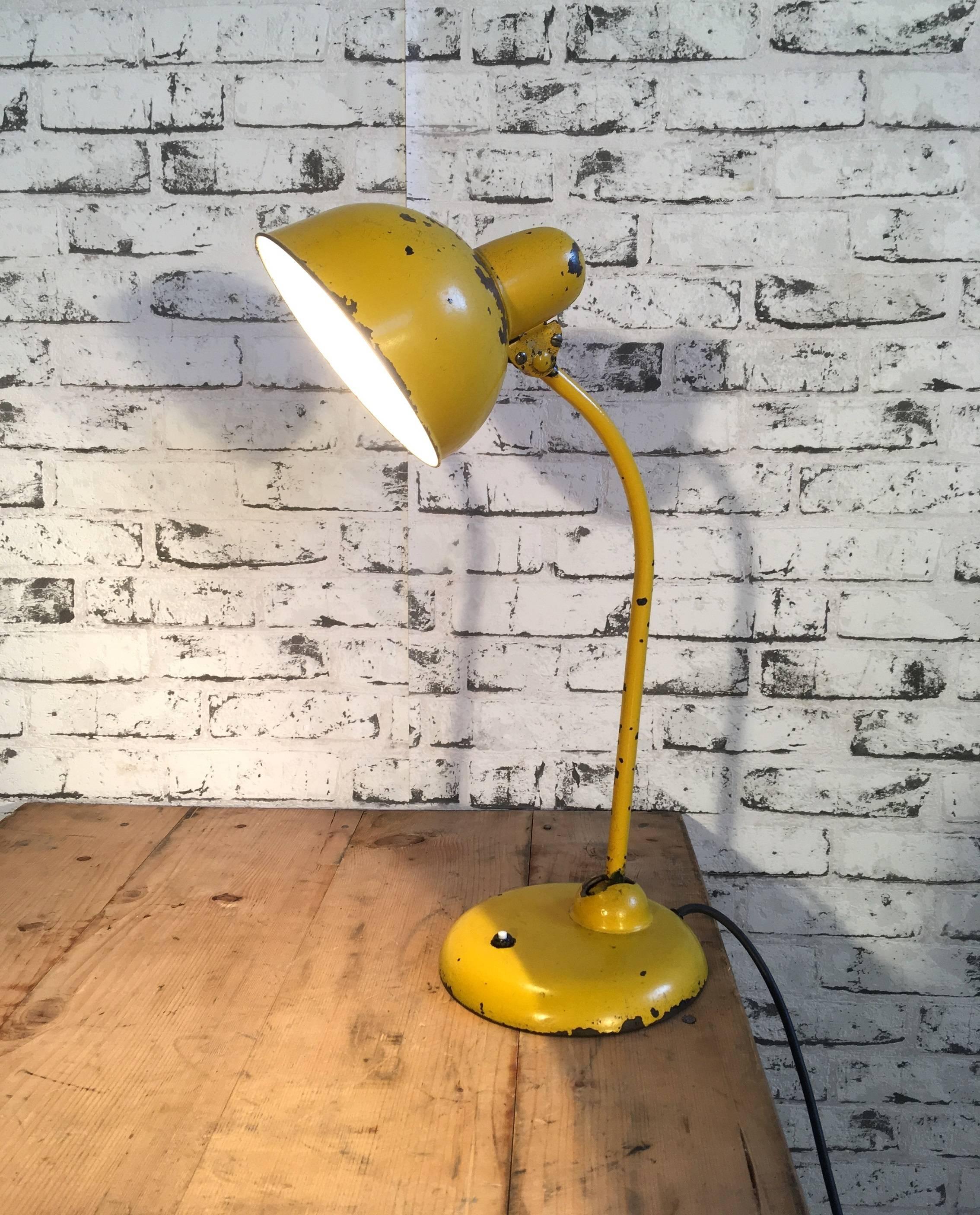 Cast Vintage Yellow Industrial Desk Lamp, 1950s